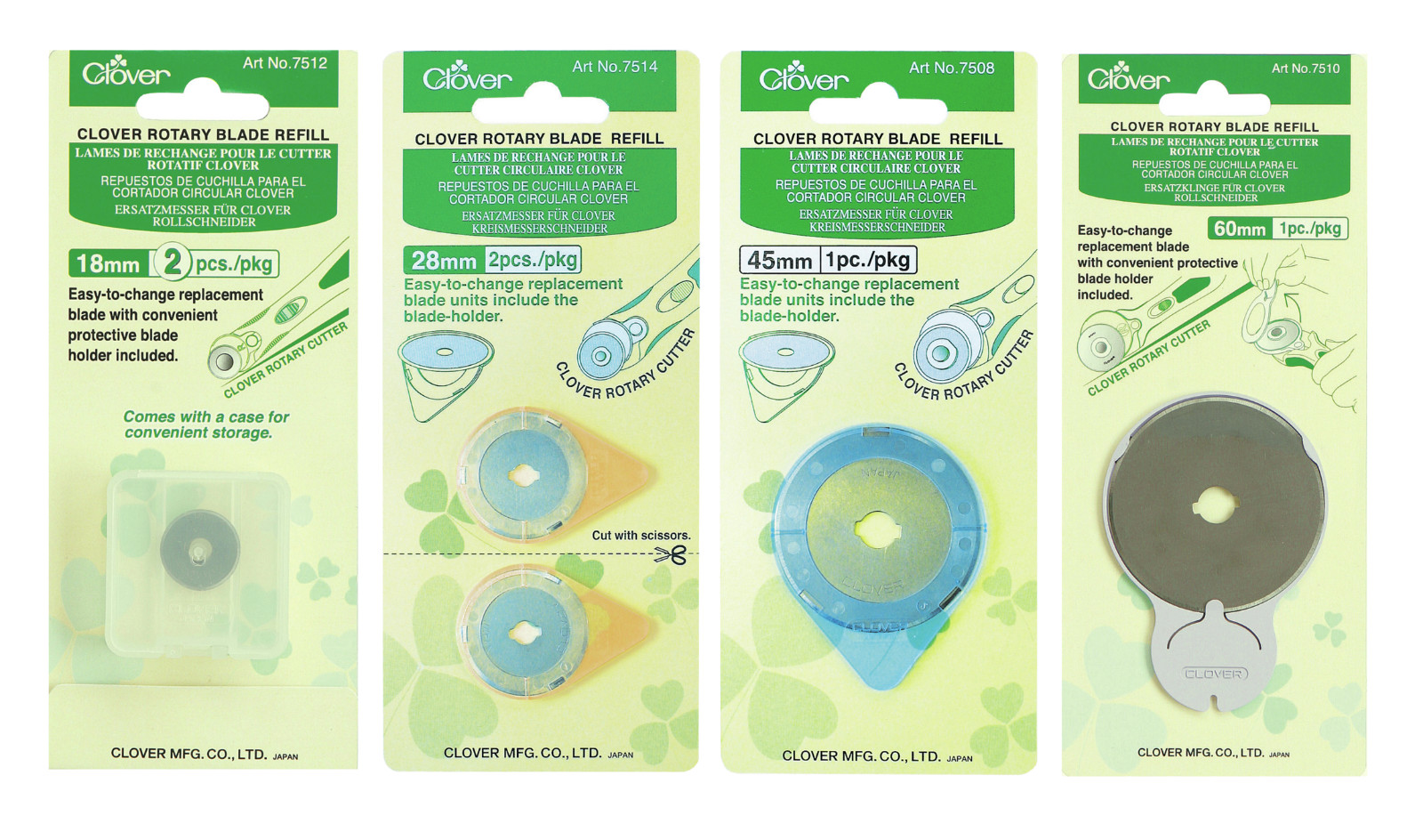 Clover Rotary Blade Refills - Full Range of Sizes & Pack Quantities!