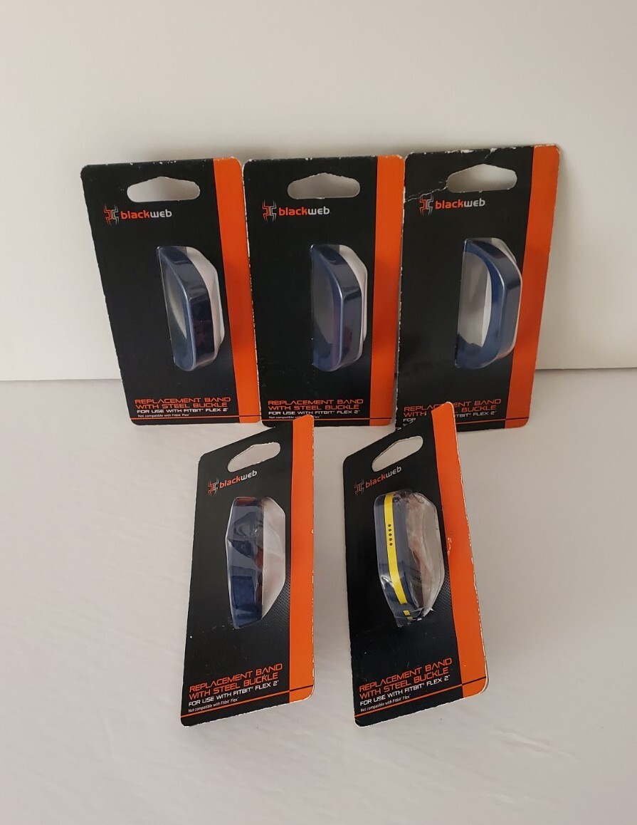 Blackweb Replacement Blue Band-Fitbit Flex 2 Steel Buckle Lot Of 5
