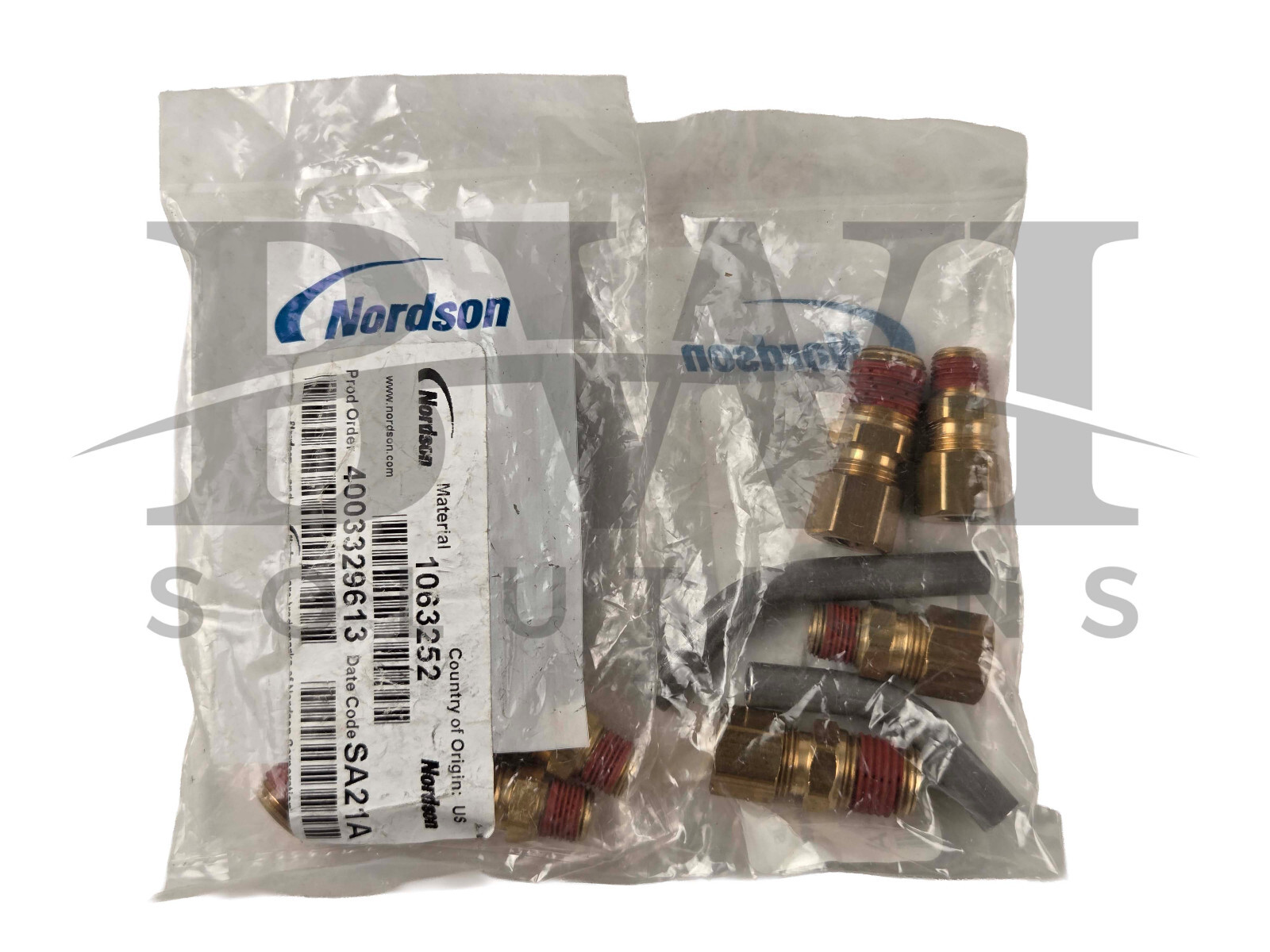 SEALED Nordson 1063252 Pneumatic Kit 6-Piece 4 Connectors 2 Metal Tubes Lot of 2