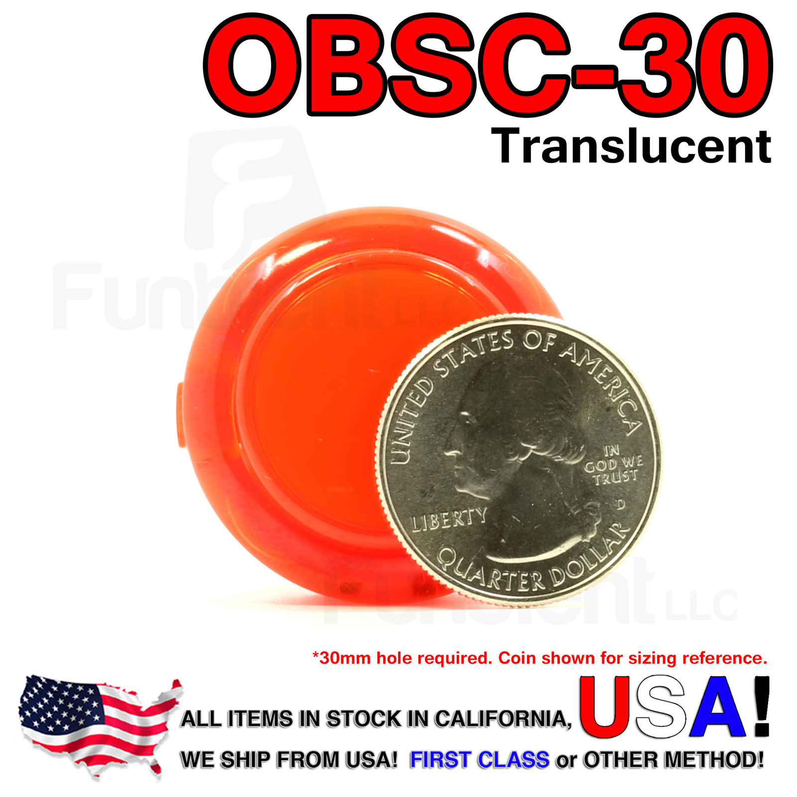 Sanwa Original OBSC-30 Red Translucent Push Button JAMMA guitar killswitch