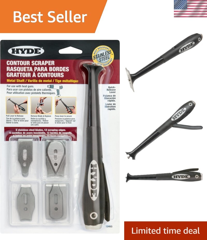 Versatile Heat Gun Safe Scraper with 6 Blades for Molding and Casings