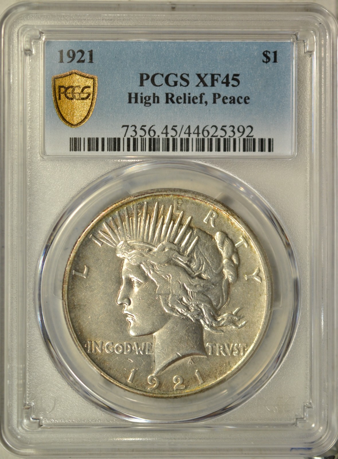 1921 Peace dollar, PCGS XF45