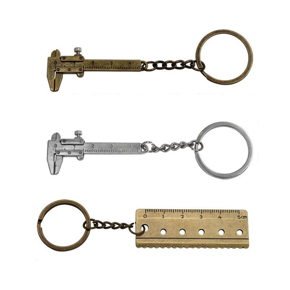 Compact 3 Pack Zinc Alloy Keychain Ruler Vernier Measuring Tool 0-4cm Range