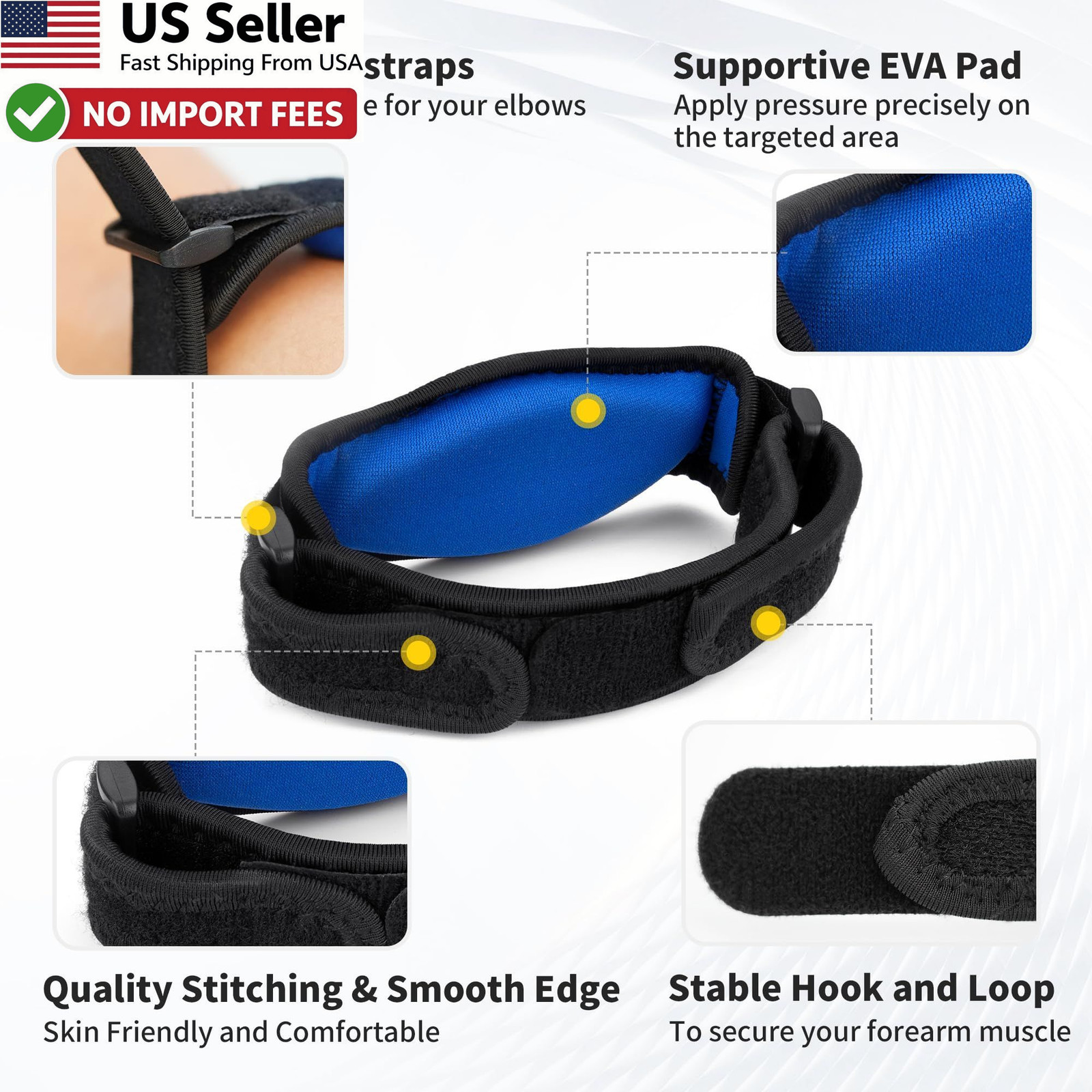 CAMBIVO 2 Pack Tennis Elbow Brace Counterforce Compression Support FROM USA