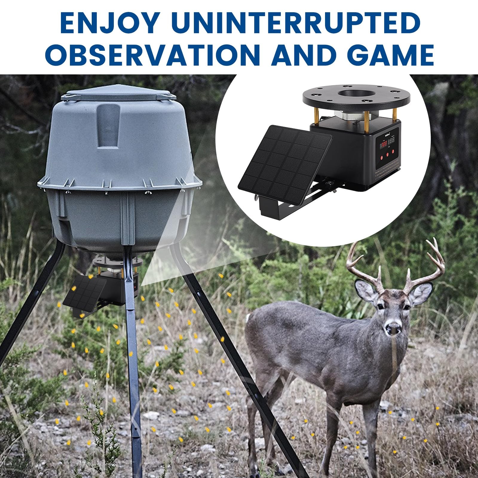 briidea Deer Feeder Timer with Integrated Solar Panel, Digital black