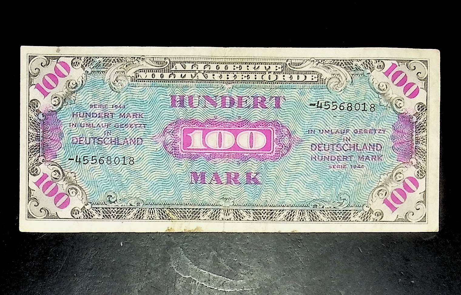 1944 Germany WW2 ALLIERTE MILITARBEHORDE 100 Mark Banknote
