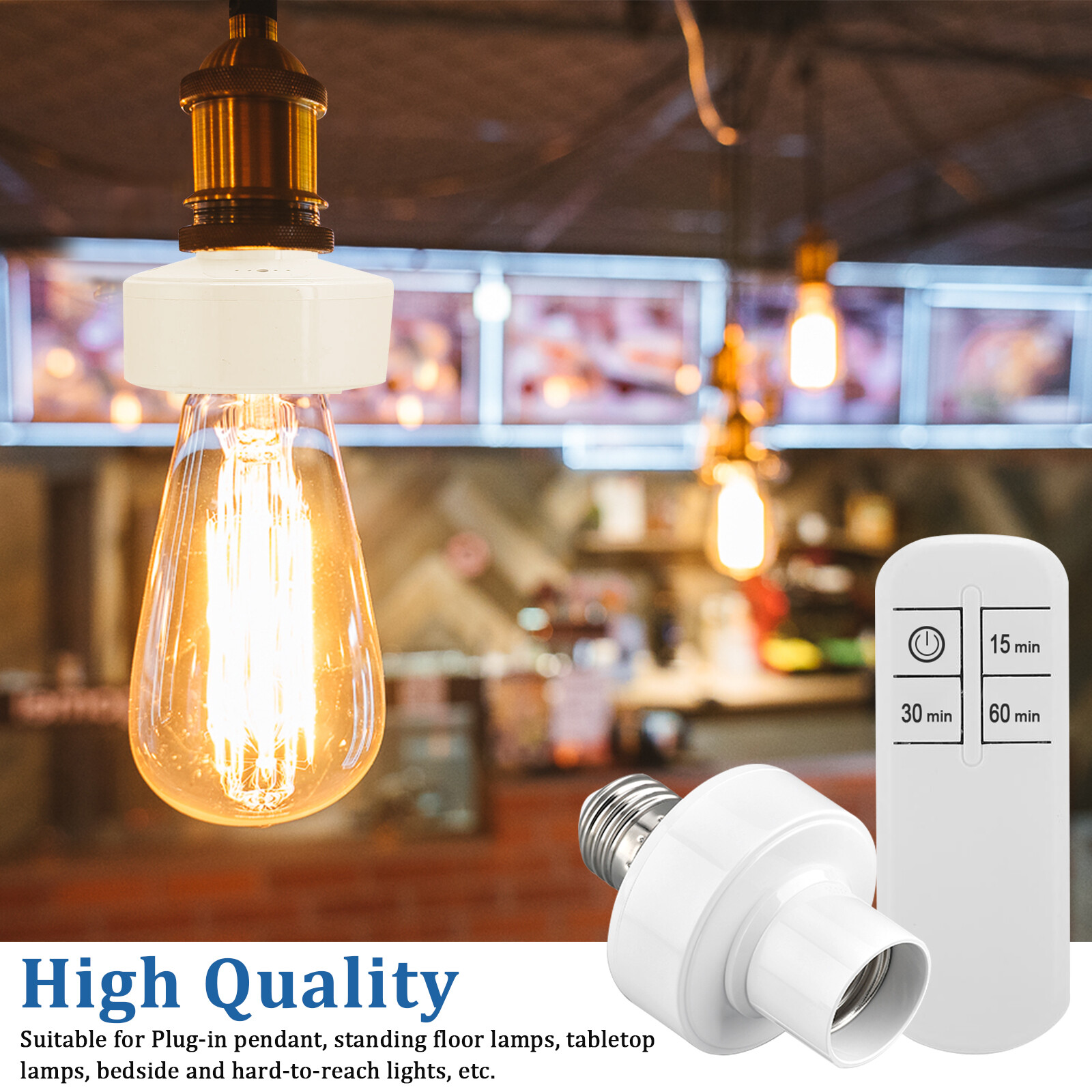 Wireless Remote Control Light Lamp E27 Screw Bulb Base Holder Cap Socket Switch