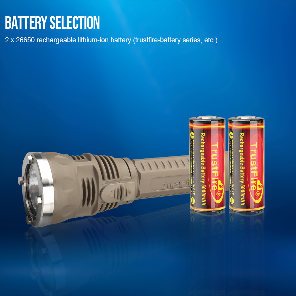 TrustFire Stepless Dimming 3200LM Rechargeable Diving Light Scuba Flashlight US