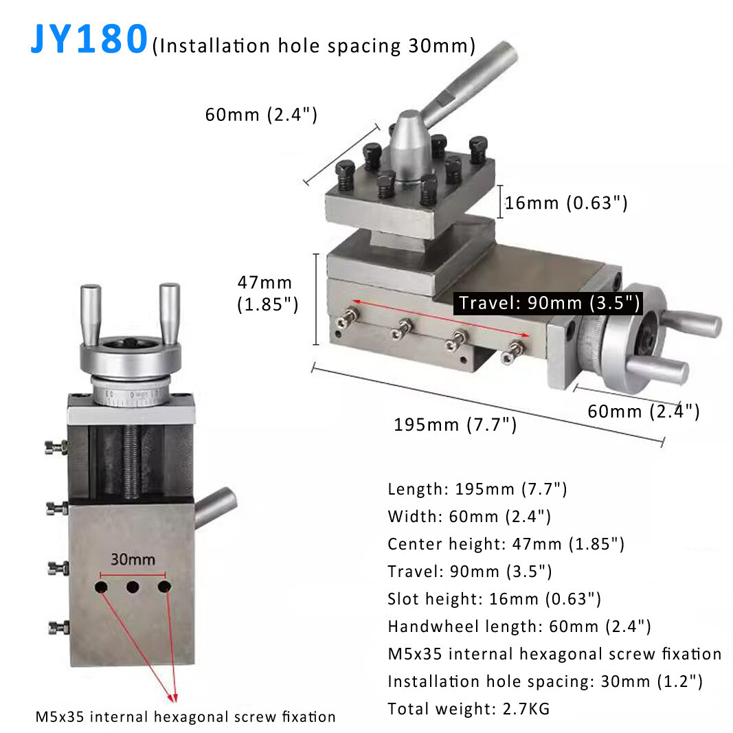 JY180 Swing Bench 23/30mm Quick Change Posts&Holders Tool Holder New Lathe
