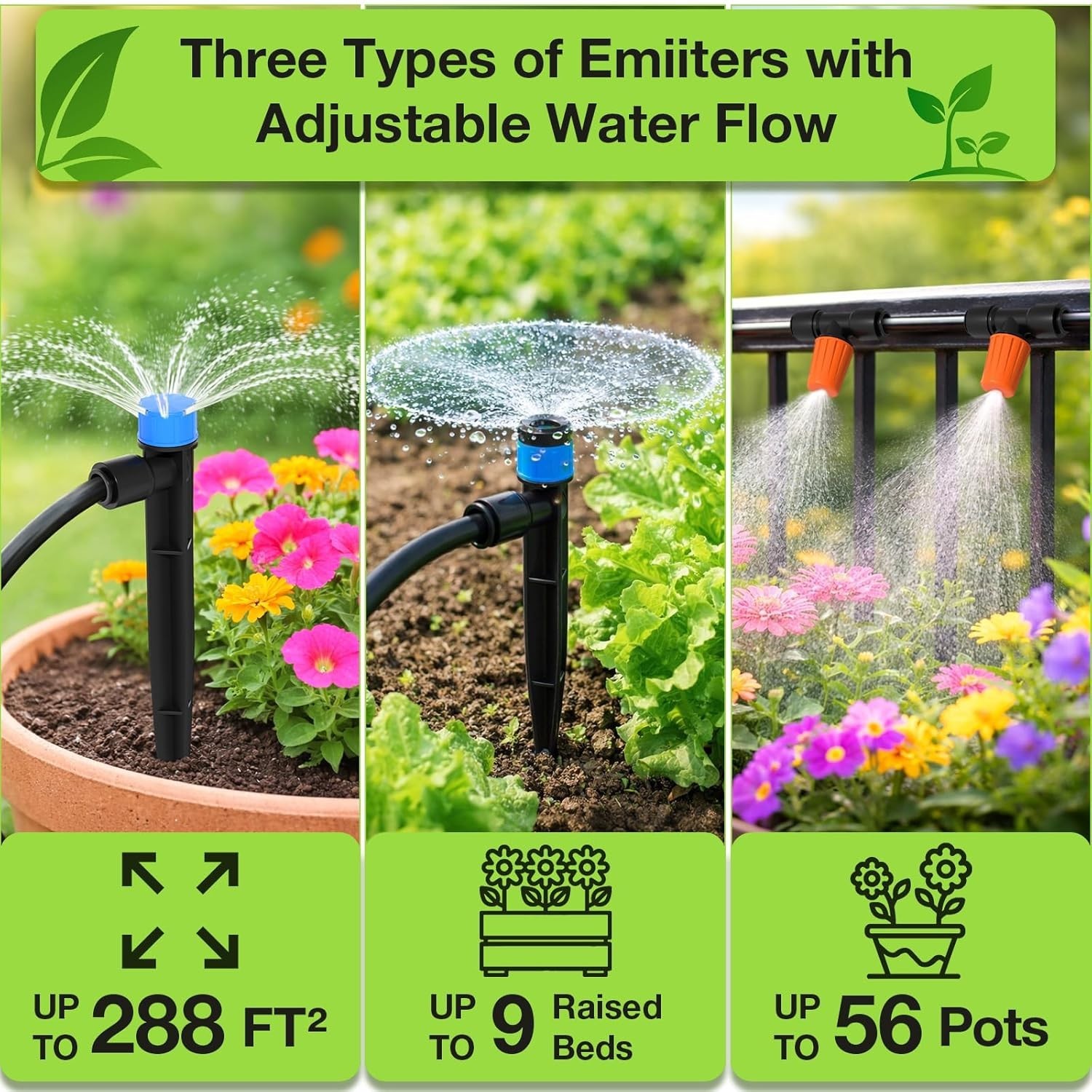 300FT Drip Irrigation System Kit - Full Garden Coverage
