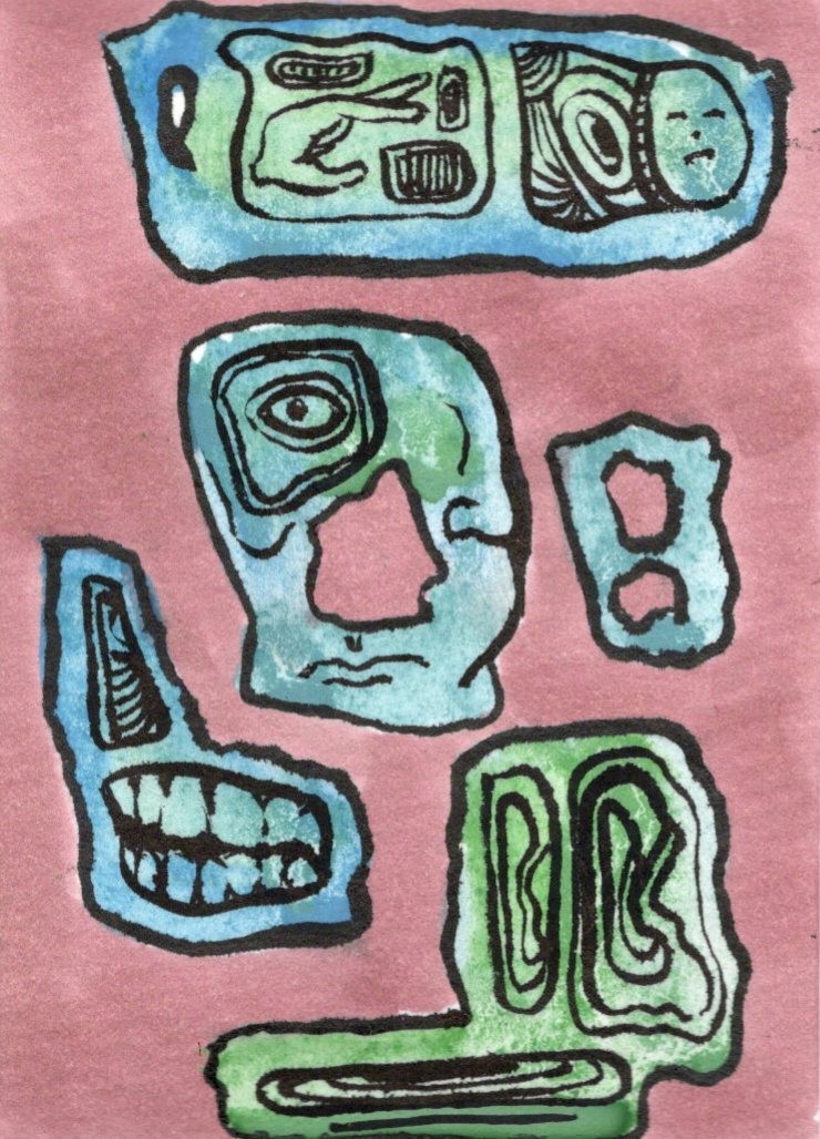 ACEO Original Art - Ragged - Ooak surreal expressionism card by Kiefer Moore