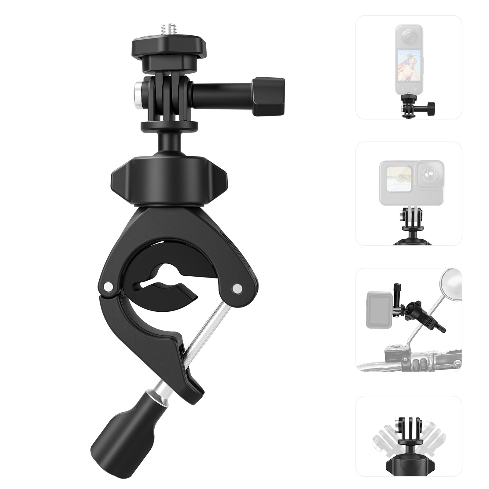 360° Adjuestable Bike Tube Clamp for Gopro 12 11 10 9 Insta360 Action Camera