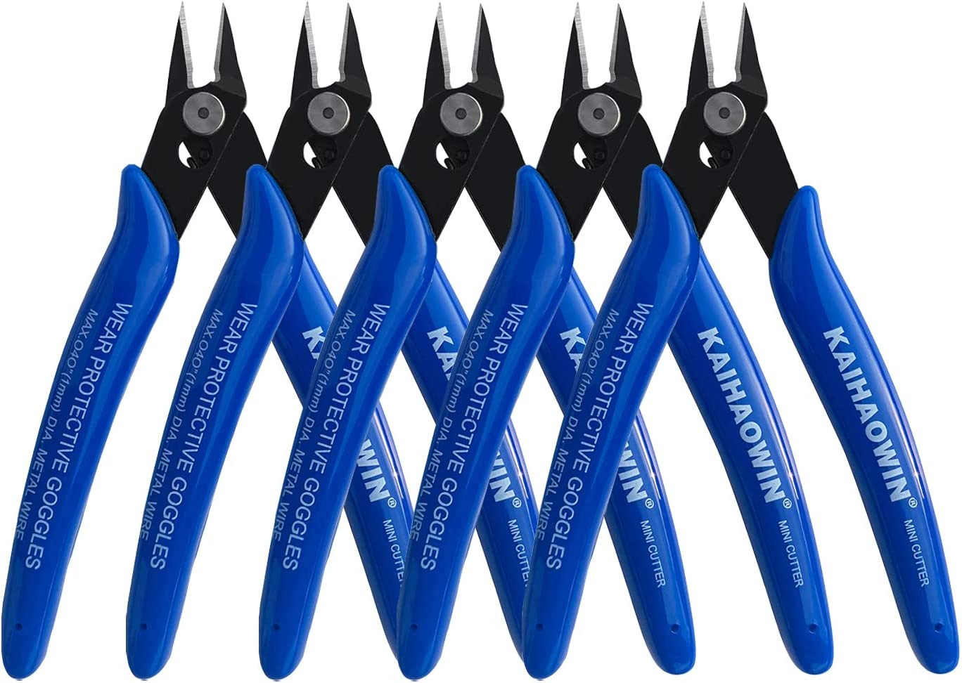 5 Pack Micro Wire Cutters with Spring, 5 Inch Precision Mini Flush Cutters Bulk