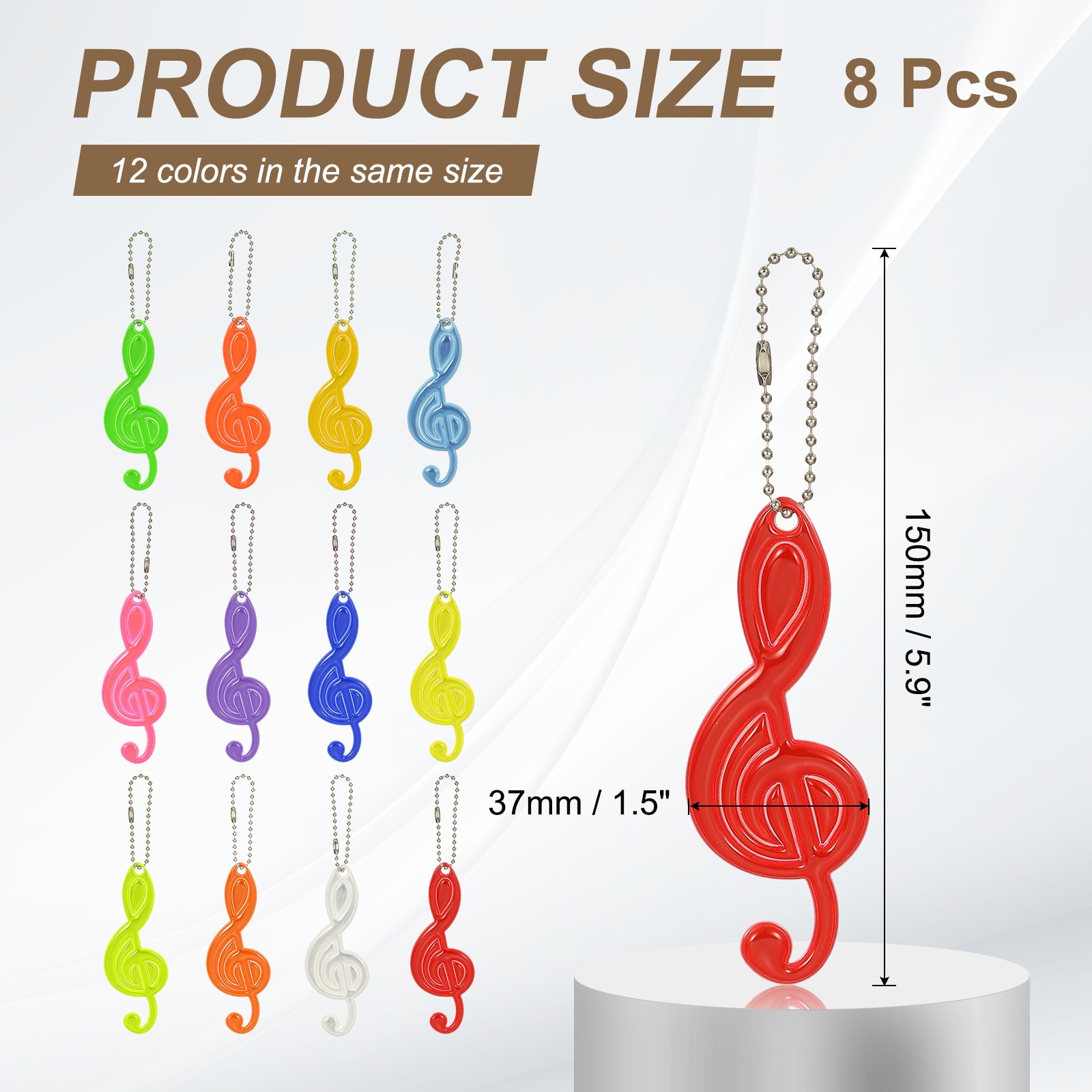 8 pcs reflective pendants 15x5.9 cm dark red