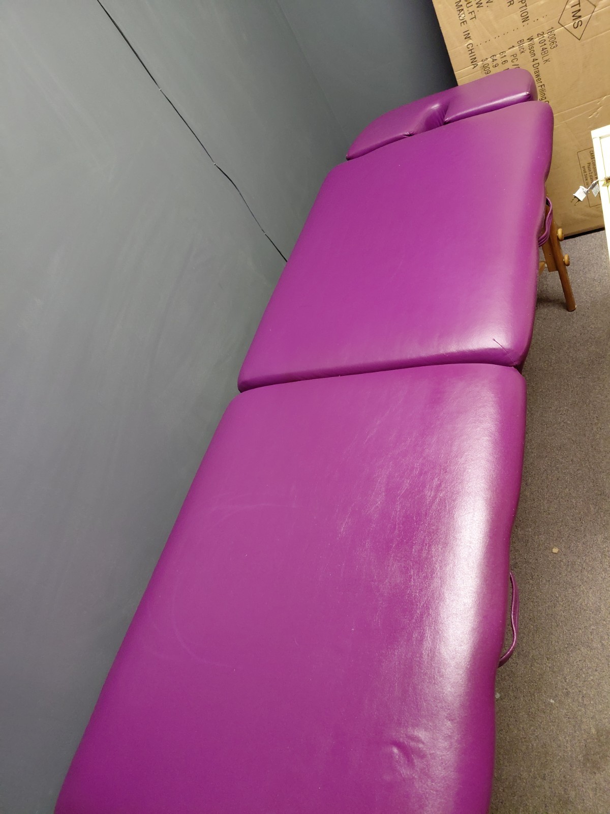 Purple Portable Foldable Massage Table, Wood Frame, Faux Leather Padding