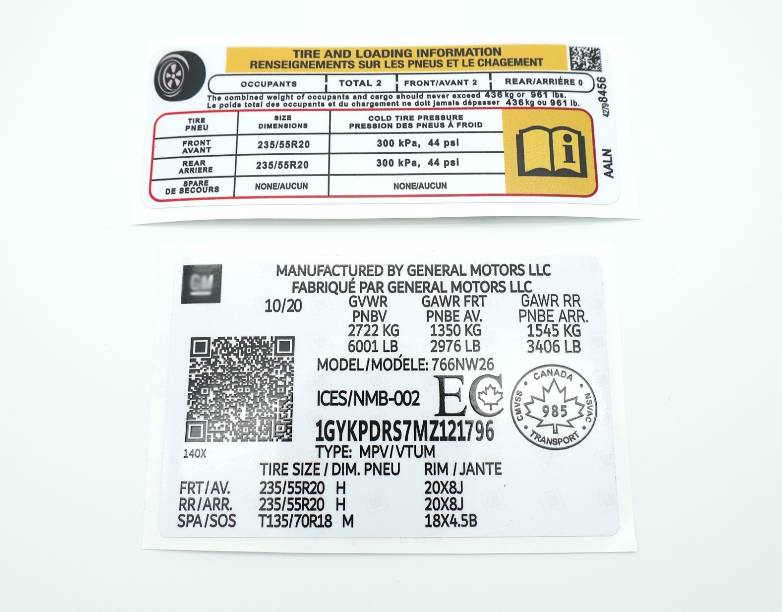 GM Door Jamb ID Label Replacement Sticker – Car Identification Decal Set of 2