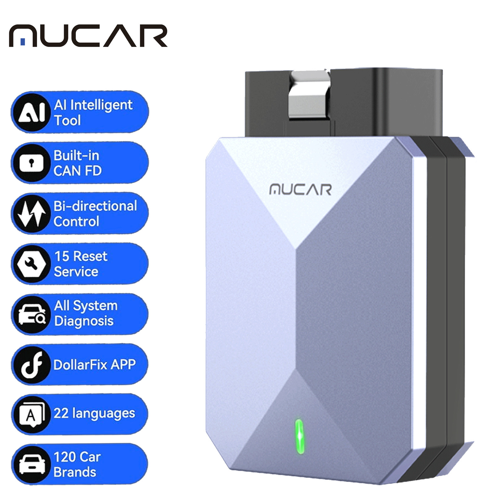 MUCAR BT200 Max OBD2 Scanner CAN FD Bi-Directional Control All System 15 Reset
