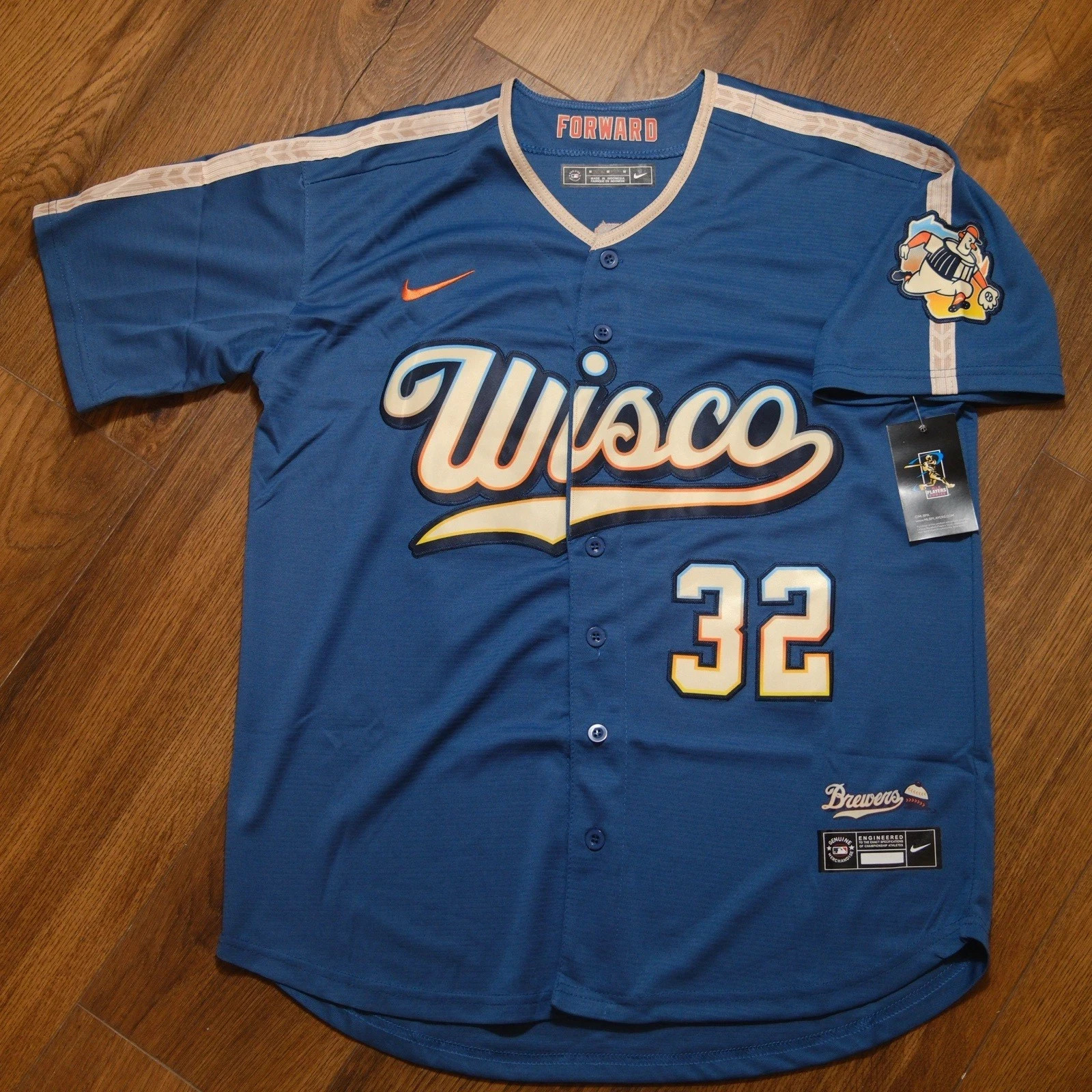 Nike Milwaukee Brewers City Connect 2.0 Wisco #32 Blue Jersey Men's