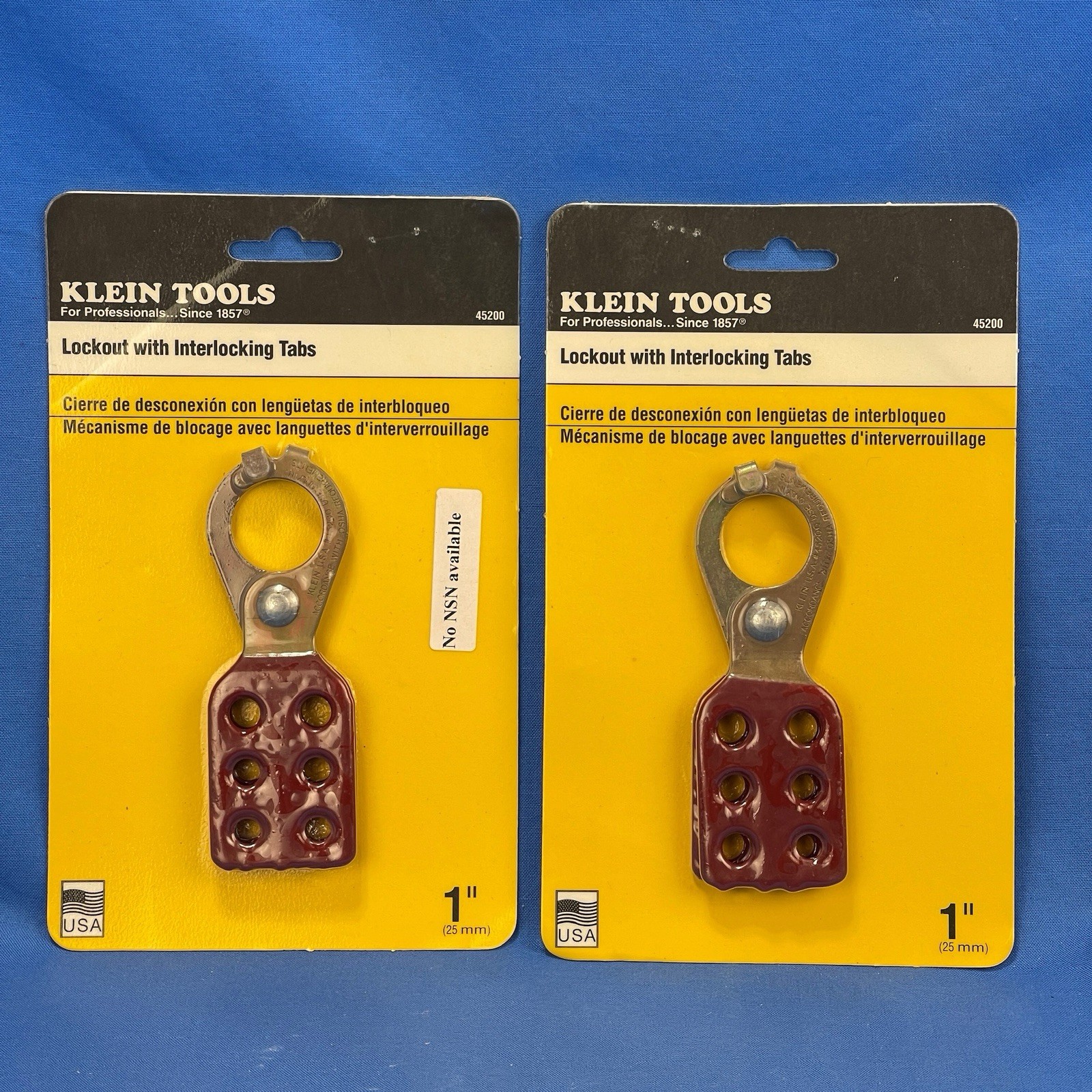 Klein Tools 1" Lockouts w/Interlocking Tabs #45200 - Lot of 2 - New, Sealed