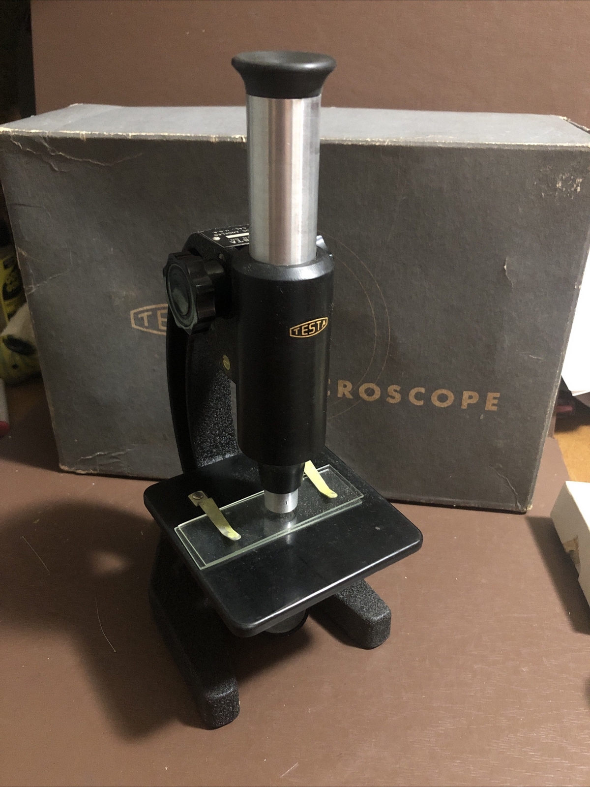 Stunning Antique Testa Microscope With All The Accessories In Original Box