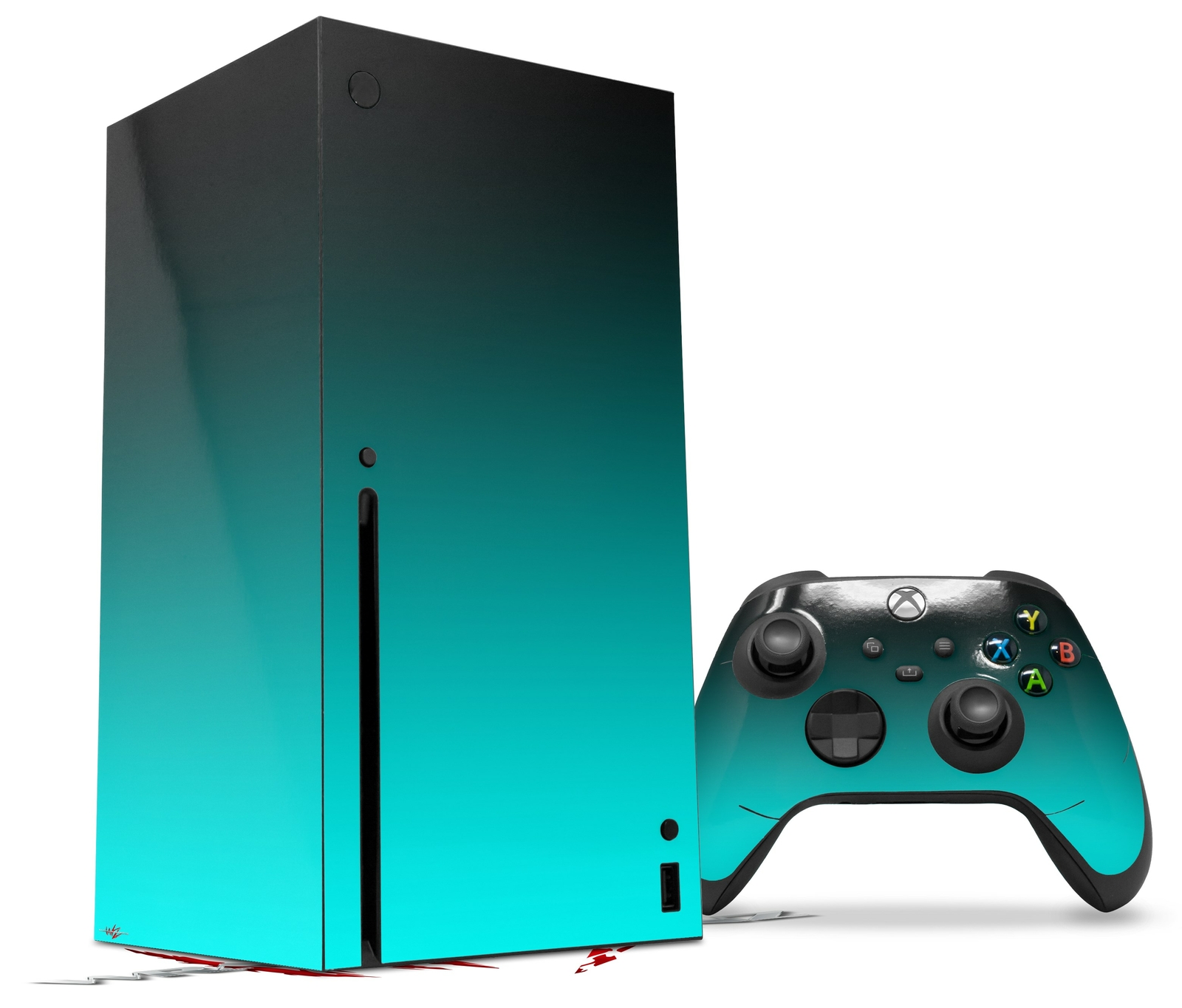 Skin Set for XBOX Series X Smooth Fades Neon Teal Black