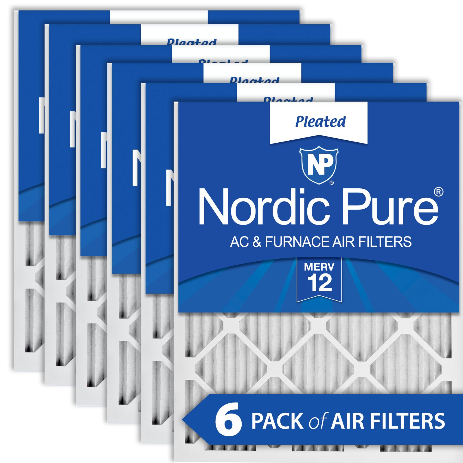 16x20x1 (15_1/2x19_1/2) Pleated MERV 12 Air Filters 6 Pack