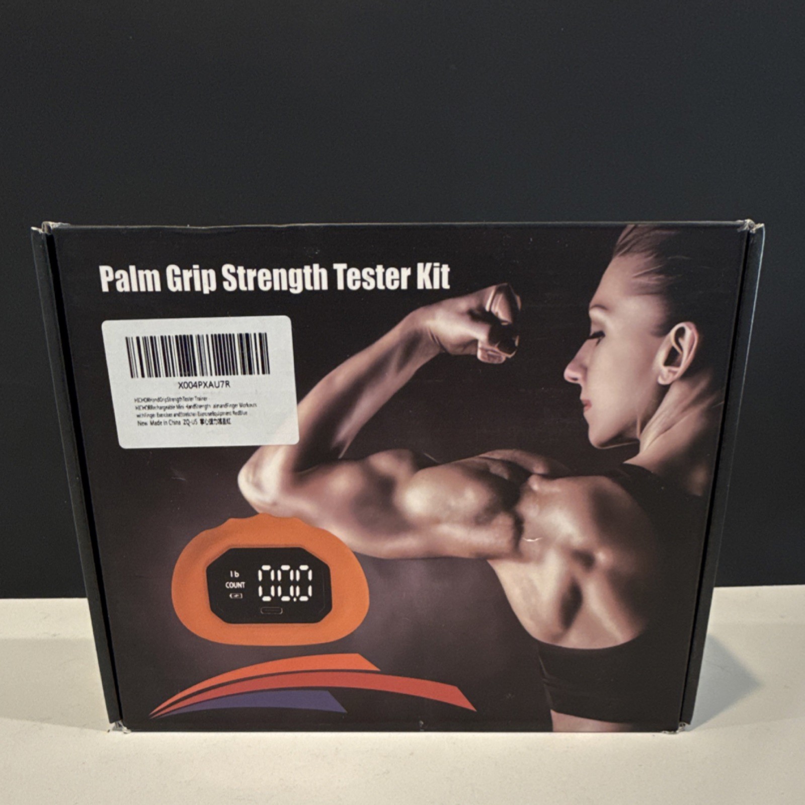 Palm Grip Strength Tester Kit Digital Display Rechargeable Red Blue-NEW OPENBOX