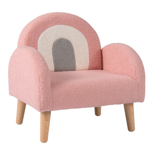 Kids Armchair with Comfy Backrest and Armrests-Pink - Color: Pink