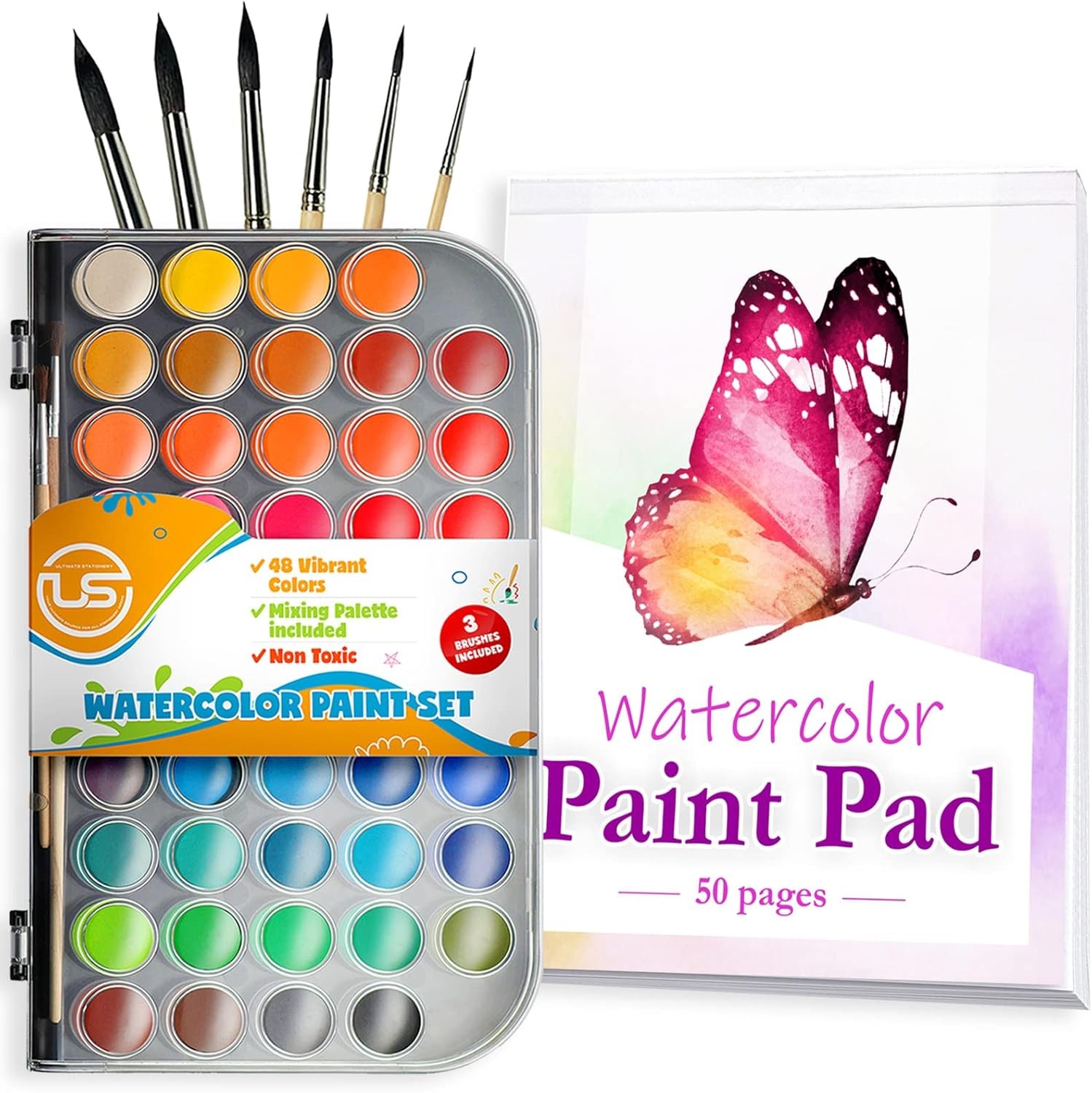 Watercolor Paint Set- Premium 48 1 count (pack of 1), 48 Color