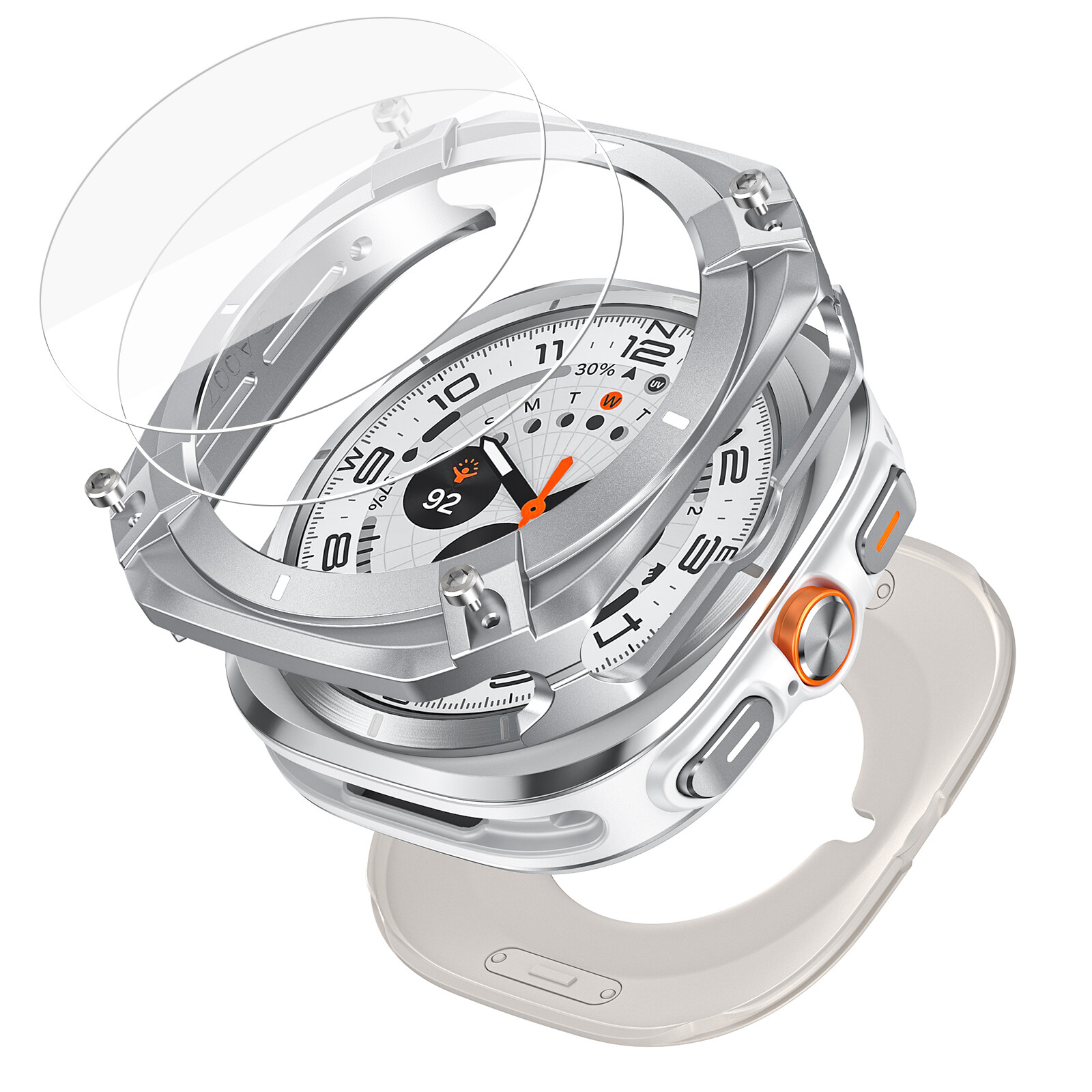 Metal Bumper Case For Samsung Galaxy Watch Ultra 47mm Cover+Tempered Glass Film
