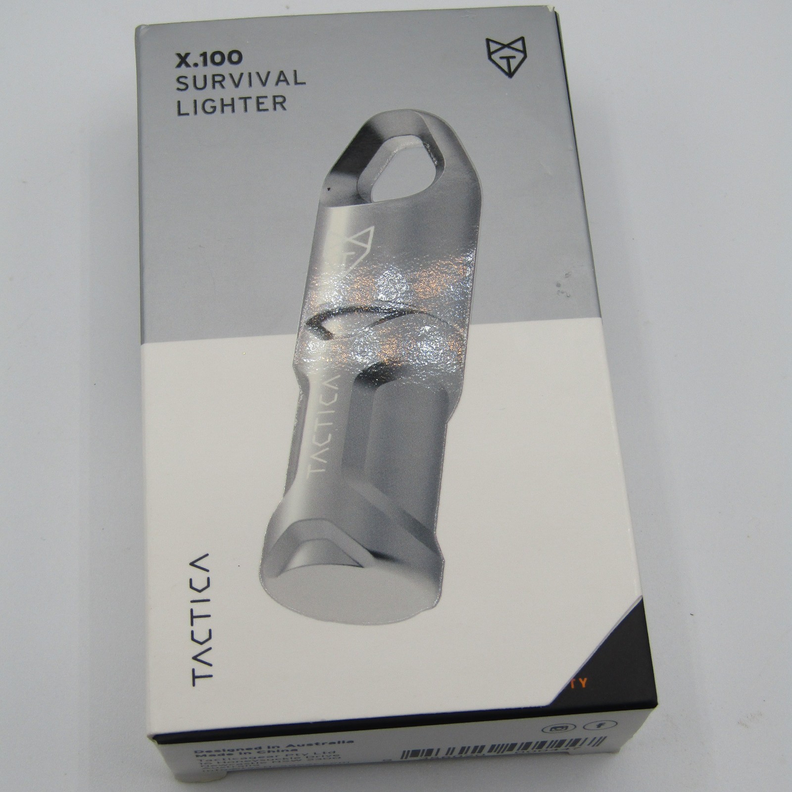 TACTICA X.100 COMPACT GRAY WATERPROOF REFILLABLE SURVIVAL LIGHTER NEW
