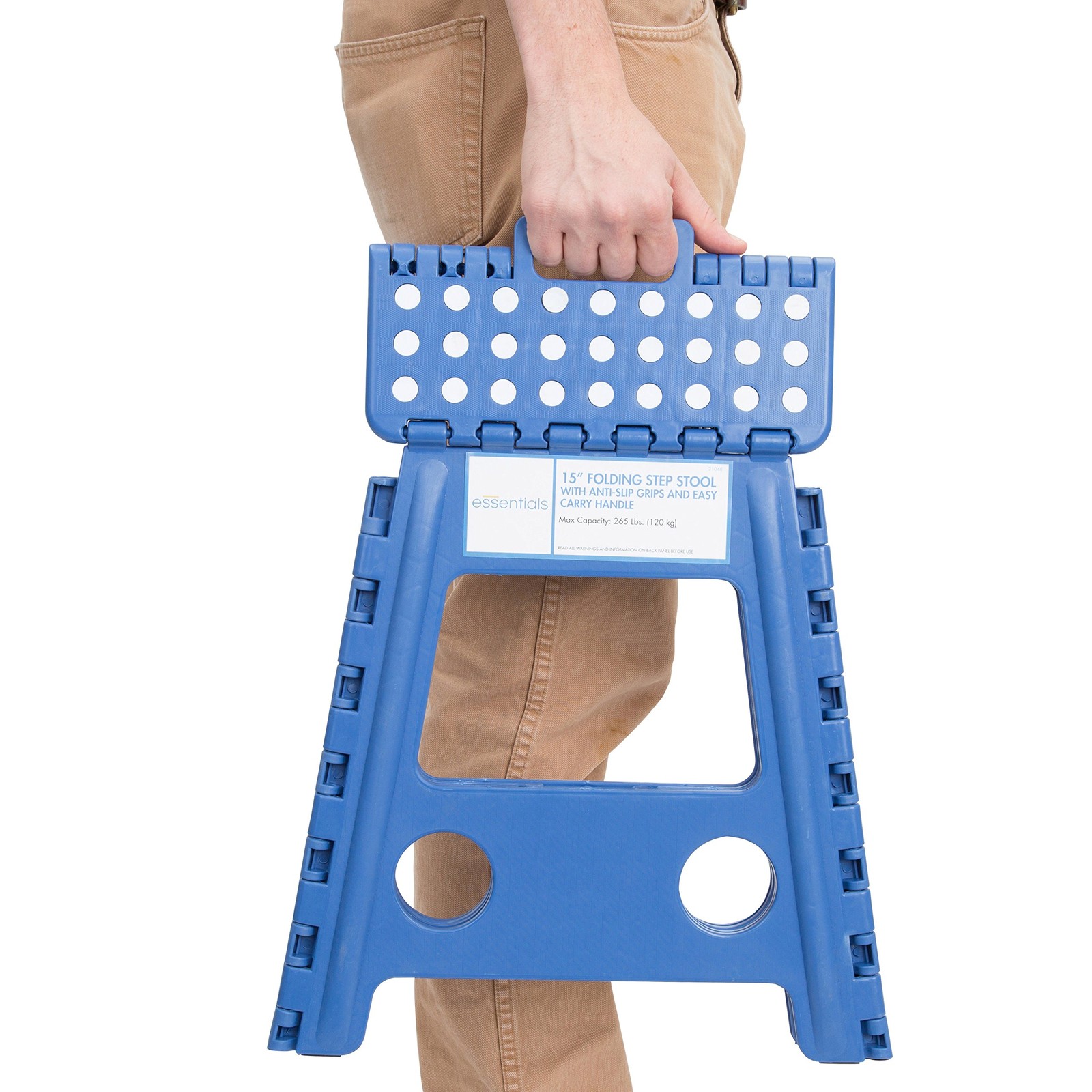 21048 Folding Step Stool 15 Inch Wide Plastic Step Stools For Adults Gray