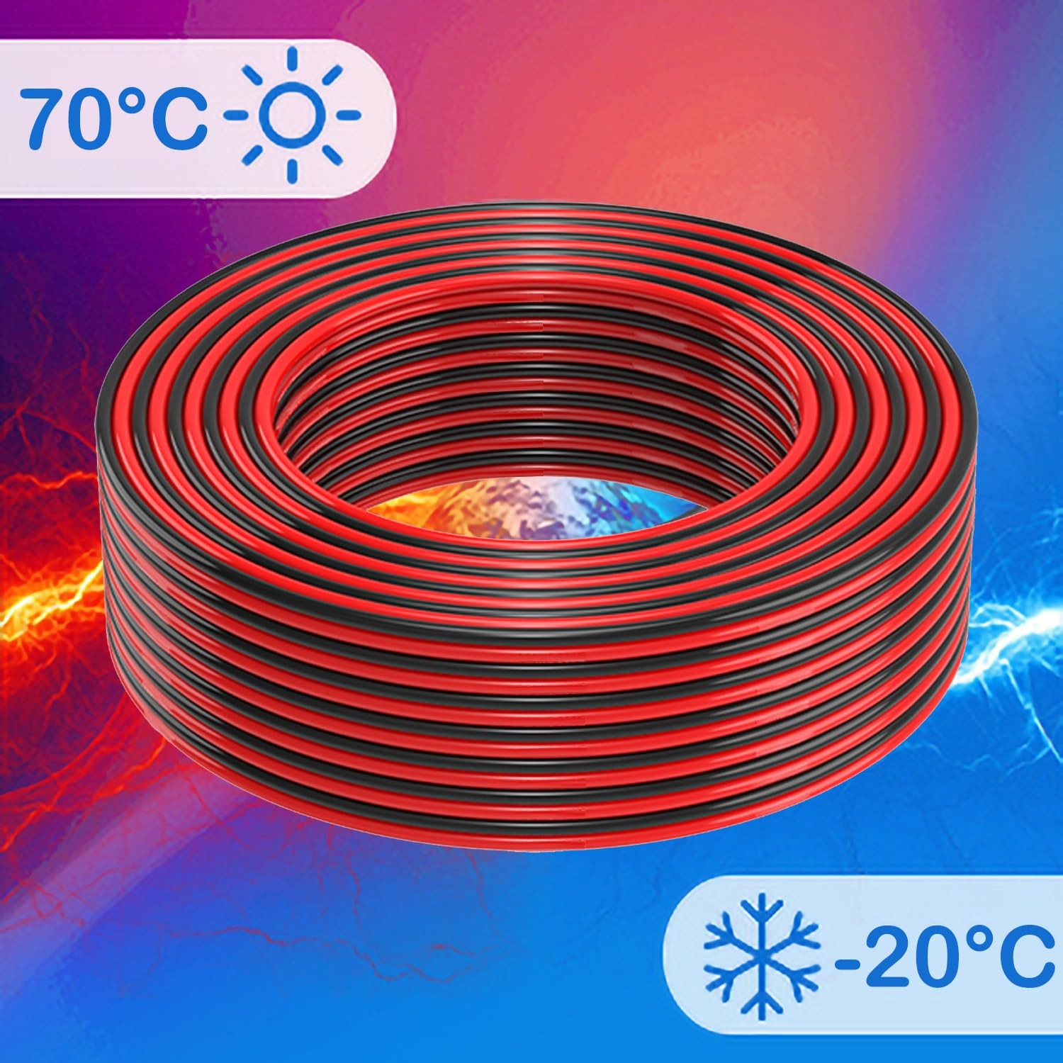 18 Gauge 2 Conductors 30FT Electrical Wire, Red Black Cable, 30FT,