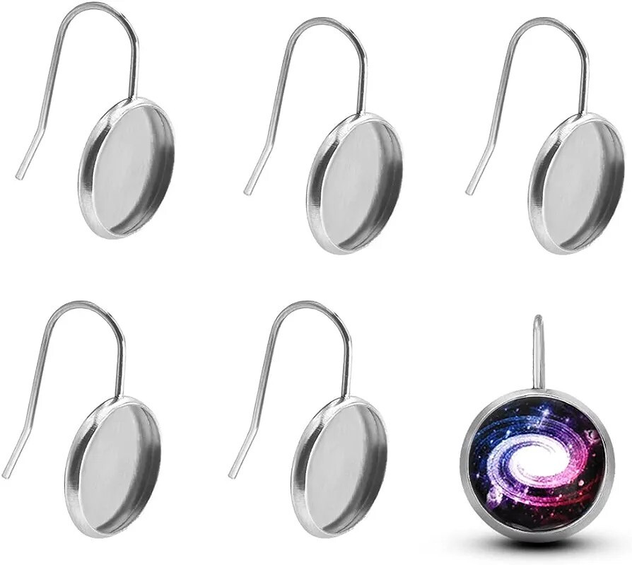 Earring Cabochon Settings Blanks Stainless Steel Silver Jewelry Supplies 10pcs