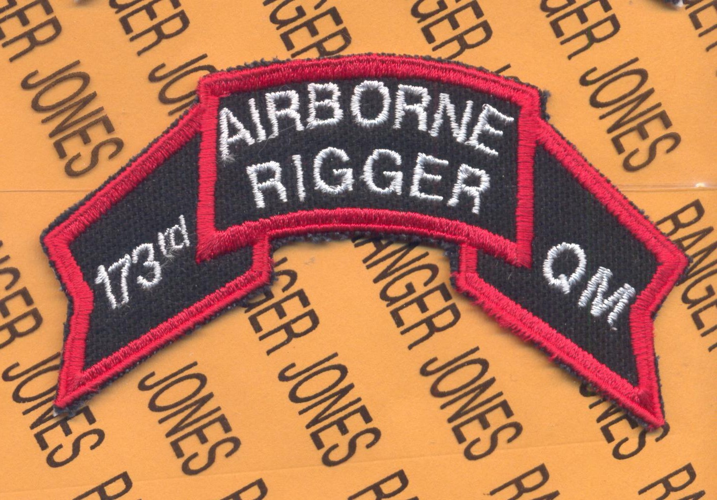 173rd QM Quartermaster Support Co Airborne Rigger 4" scroll patch c/e