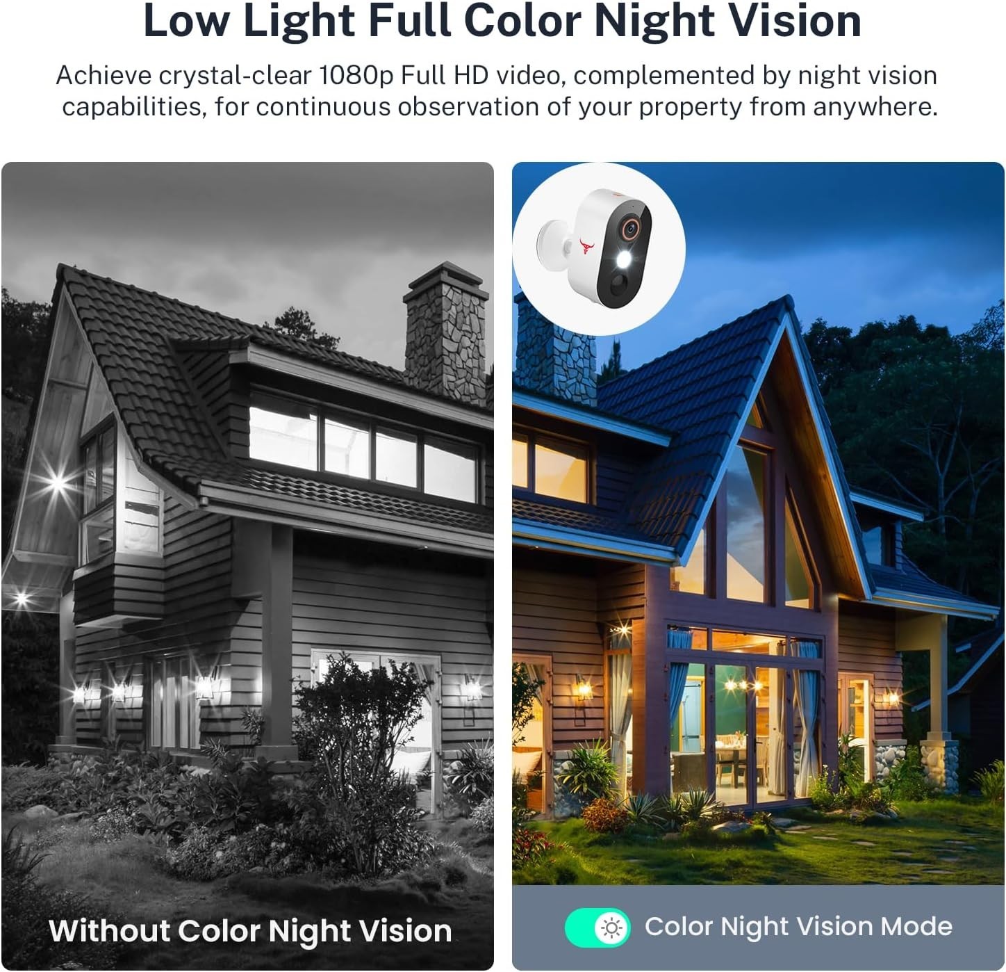 2 Pack Wireless Security Camera System Smart Night Vision Outdoor WiFi Cameras