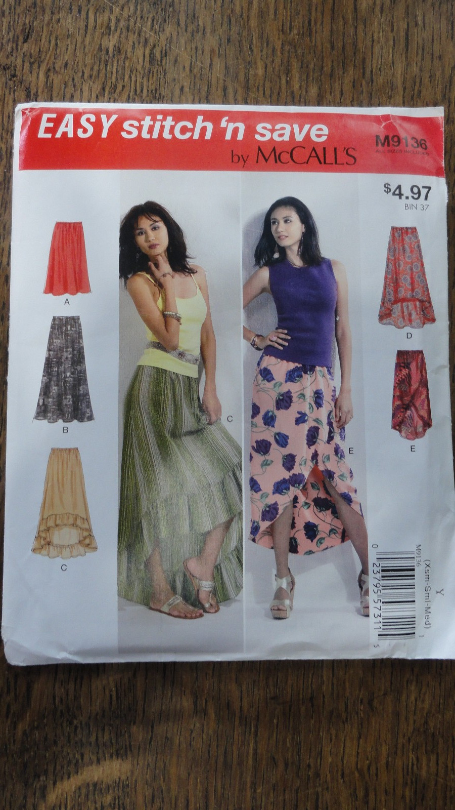 2015 McCall's Skirt Pattern 9136 Sz XS-M Uncut Very Loose Fitting