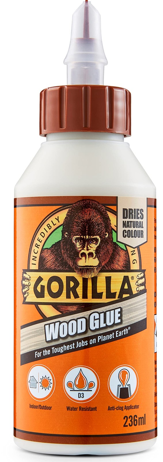 236ml Gorilla Waterproof Wood Glue Size 236, White