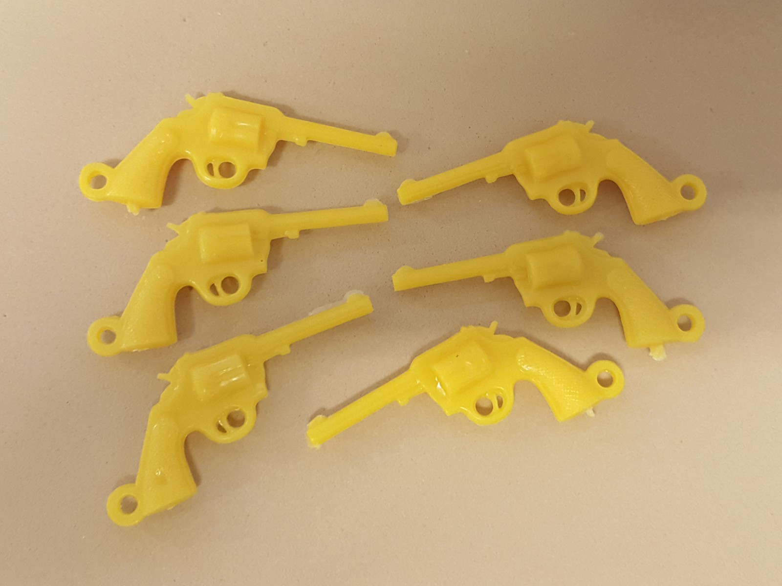 Vintage PISTOL GUNS Yellow gumball charms not-cracker-jack LOT of 6