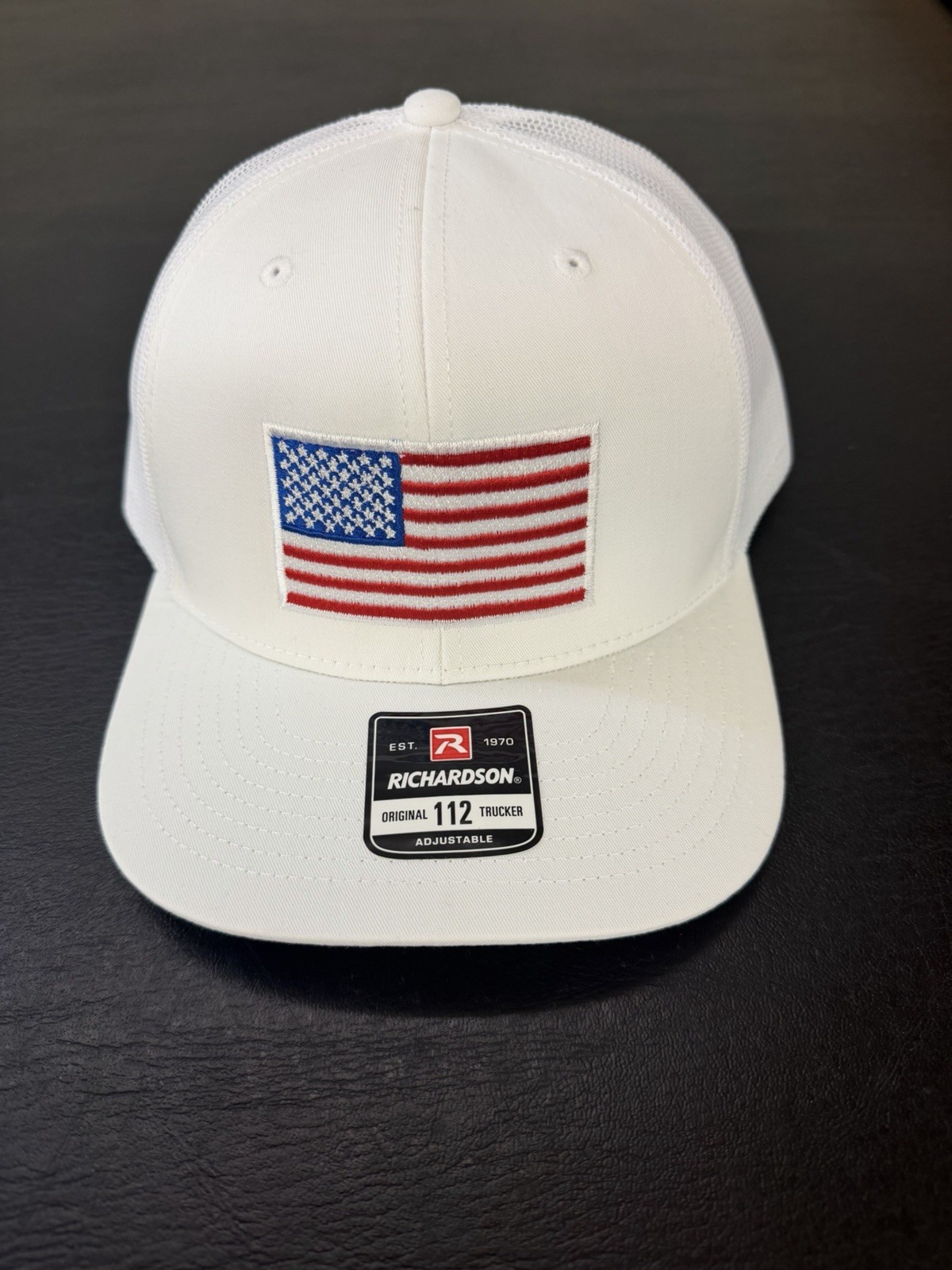 USA FLAG  Embroidery Richardson 112 White/White