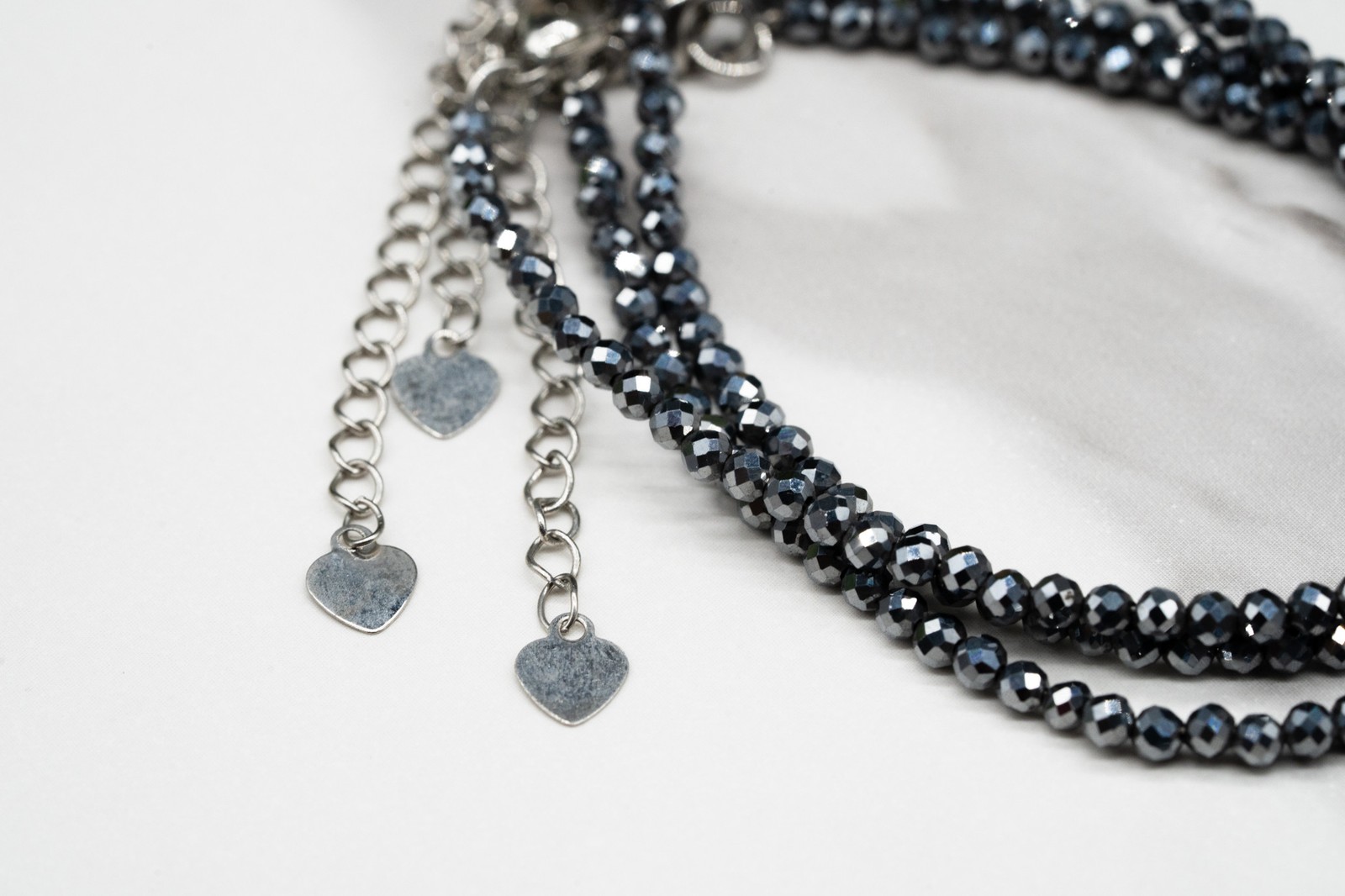 Hematite Crystal Sparkling Faceted Seed Beads Crystal Bracelet