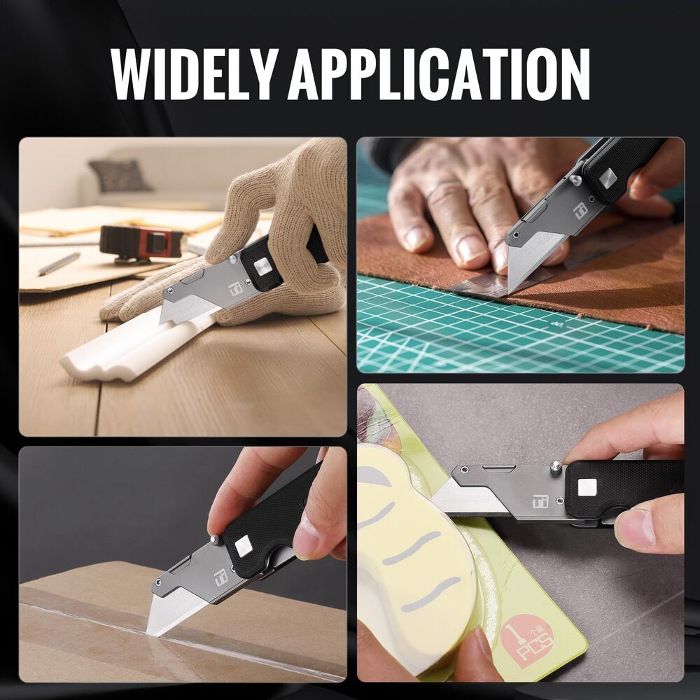 WORKPRO Titanium Folding Utility Knife CNC Unibody Box Cutter Quick Change Blade