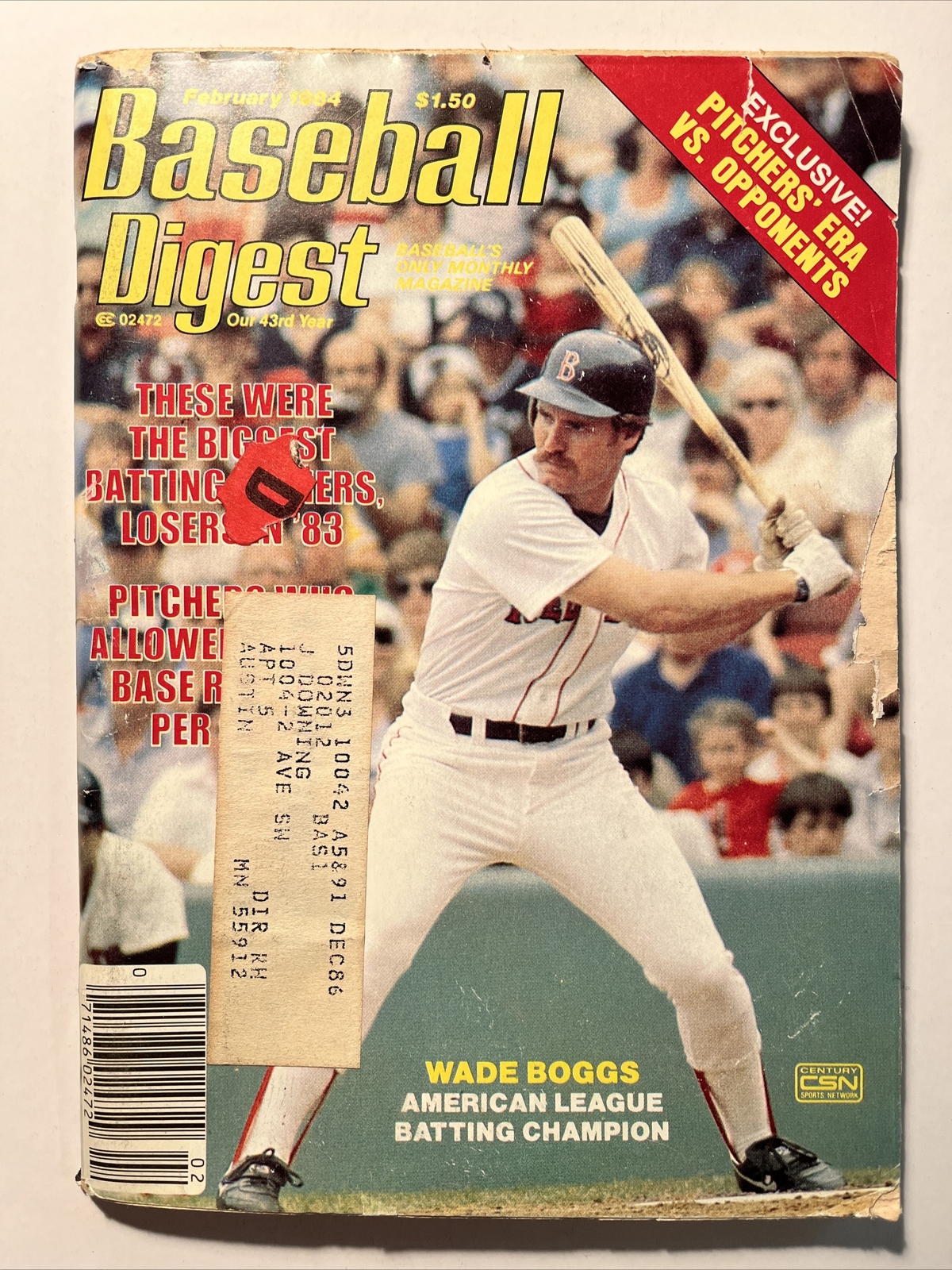 Baseball Digest Magazine February 1984 Boston Red Sox ,Wade Boggs (B6)