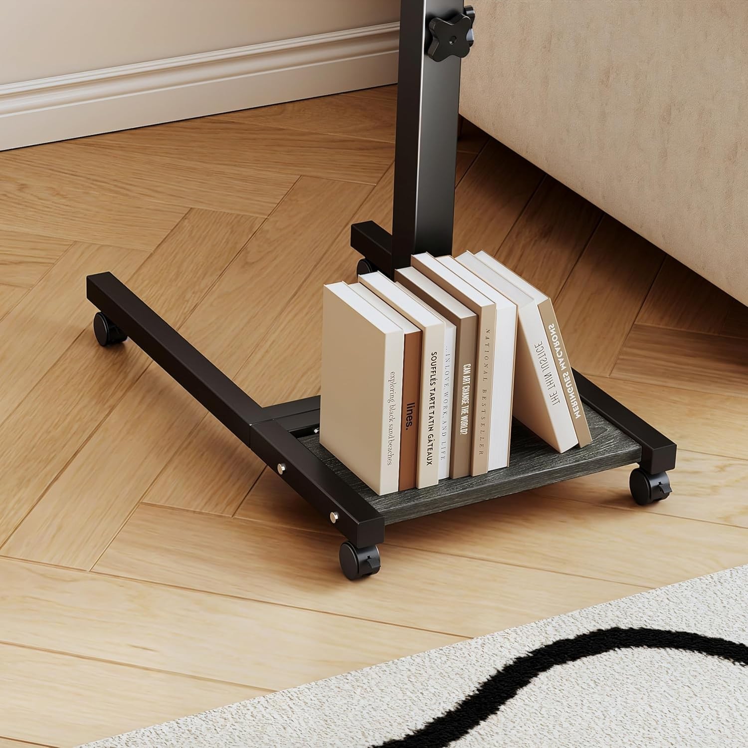 Overbed Table W/ Wheels Adjustable Height Mobile Standing Stand Up Rolling