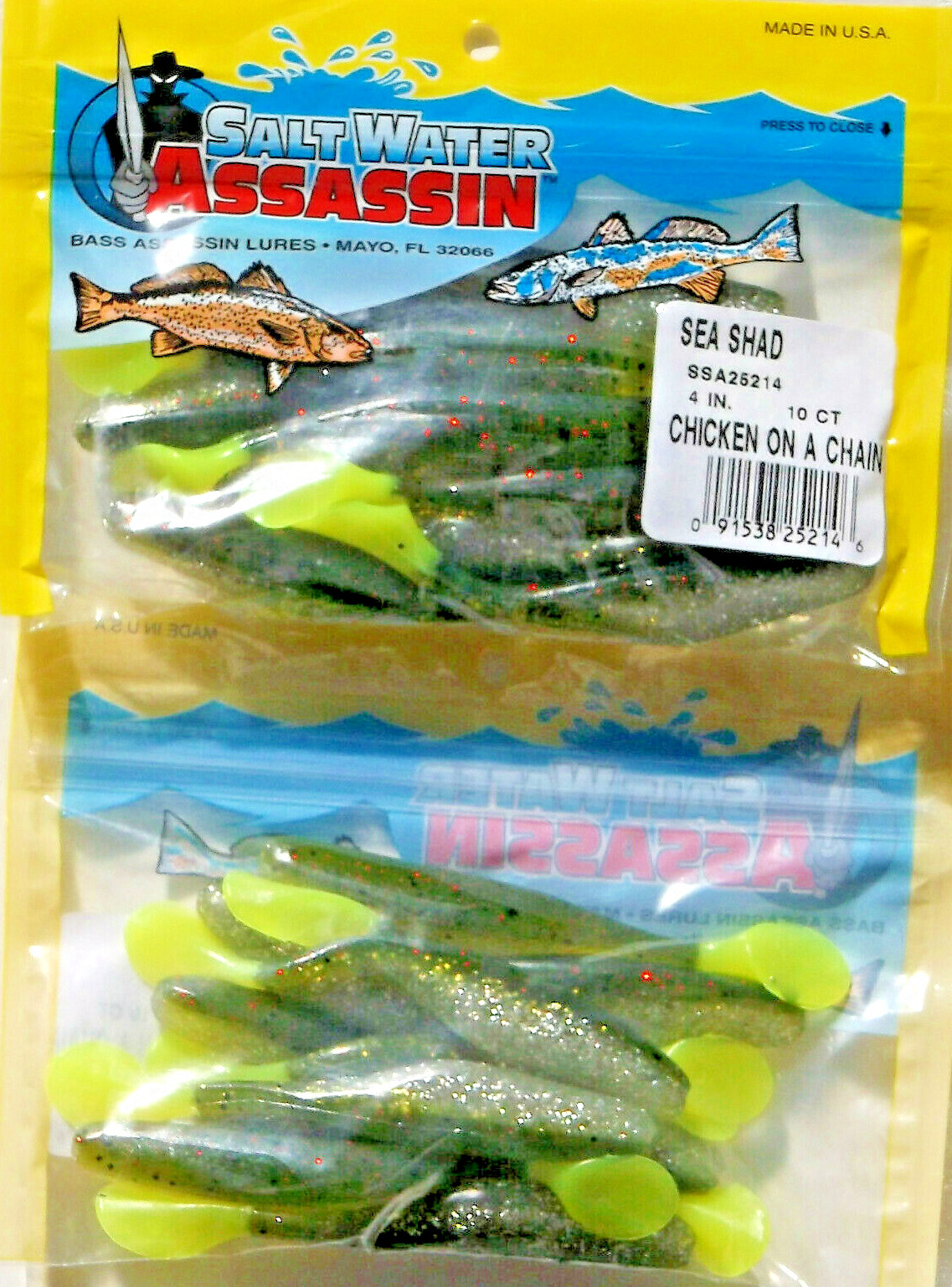 20 SALTWATER BASS ASSASSIN 4" CHICKEN-ON-A-CHAIN SEA SHAD