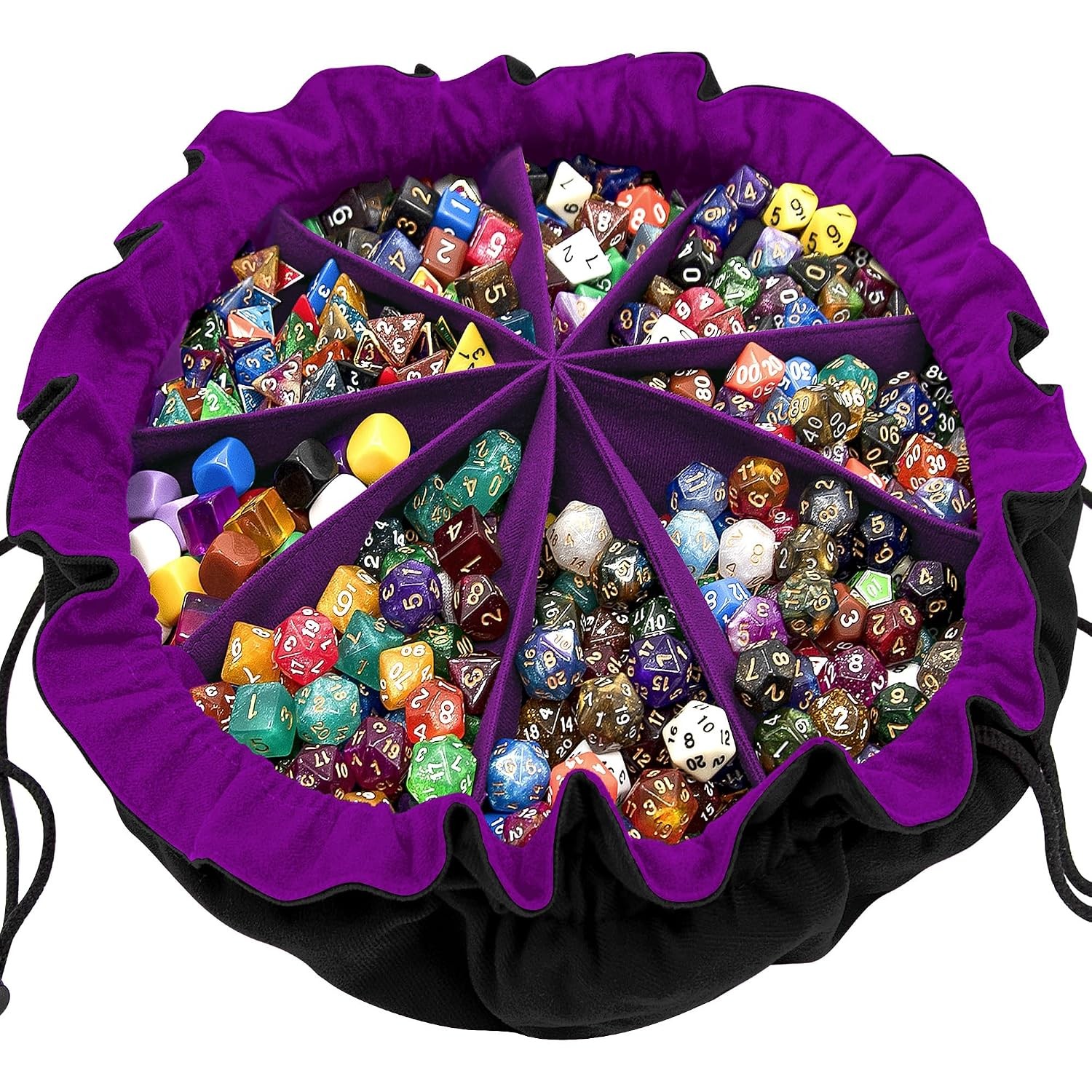 Large DND Dice Storage Bag with Pockets Drawstring Big Dice Container Large