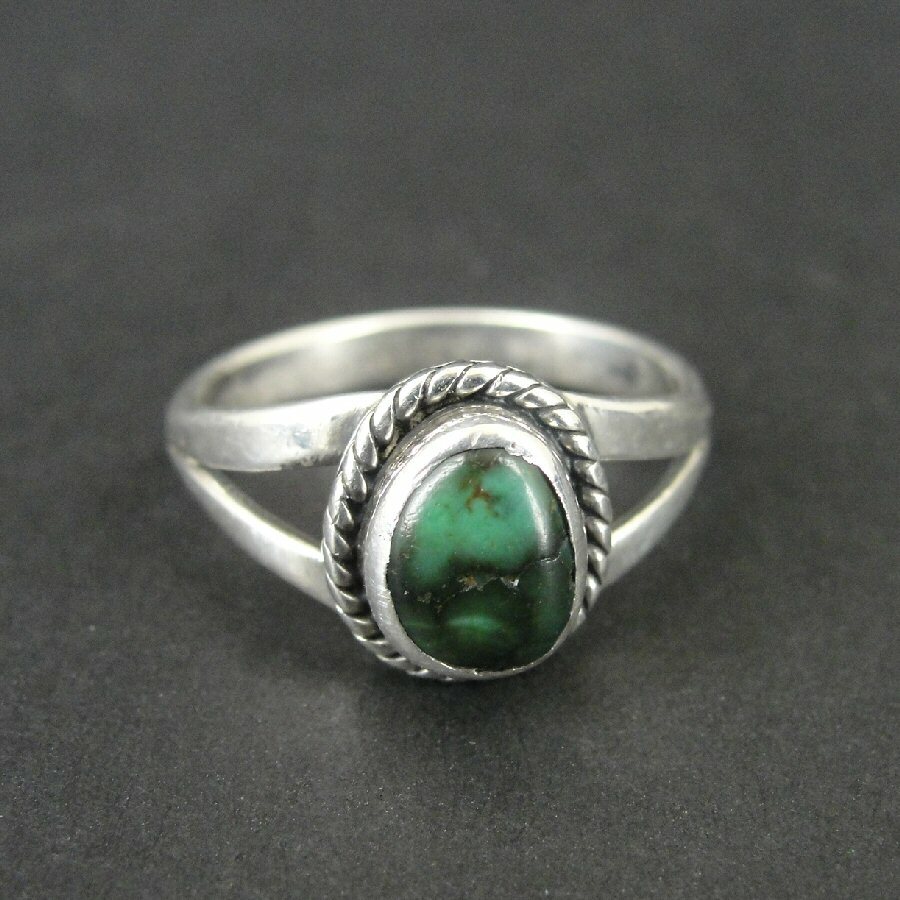 Ring Silver Turquoise Stone Vintage Sterling 925 Size 6.5 Ring Band 6 1/2