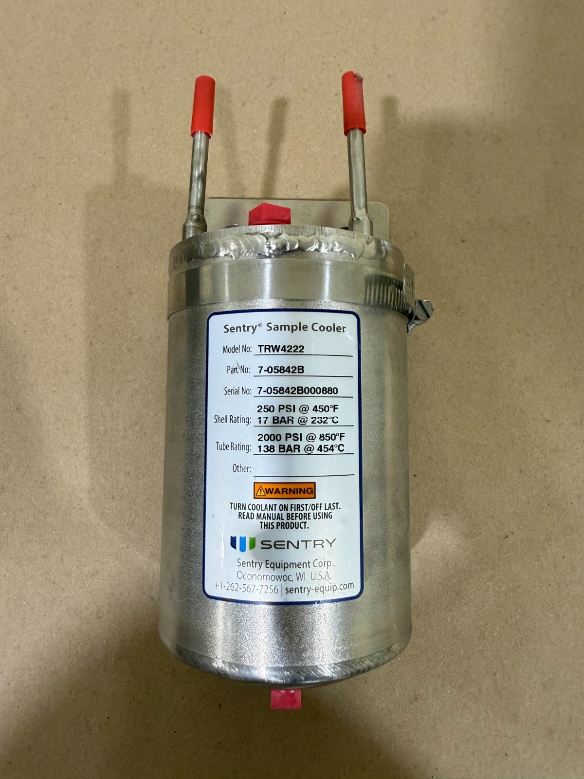 SENTRY MODEL # TRW4222 P/N 7-05842B000879 SAMPLE COOLER