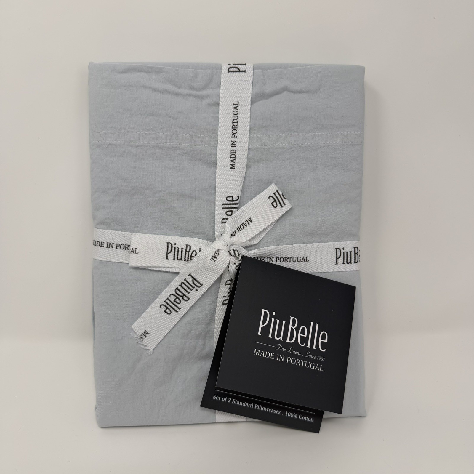 Piu Belle STANDARD Pillowcases Set of 2 Light Blue 100% Cotton Made in Portugal