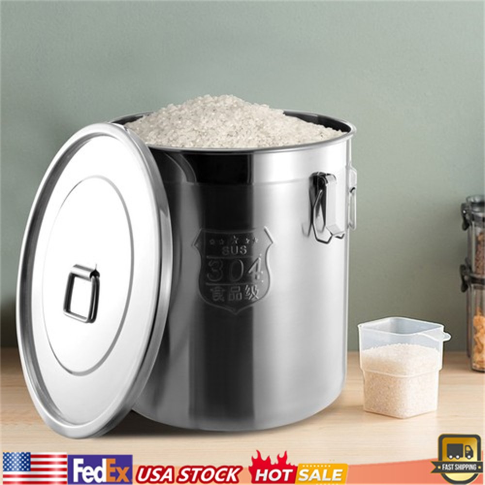 48L Stainless Steel Airtight Container Rice Cereal Grain Container Storage Box
